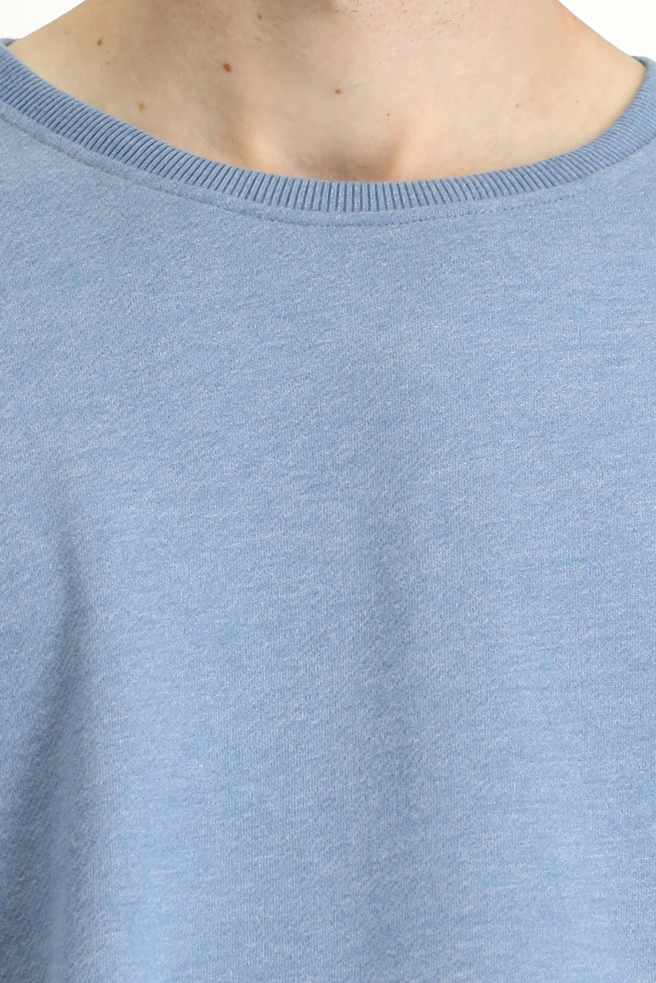 Havacı Mavi Bisiklet Yaka Regular Fit Pamuklu Basic Sweatshirt - Image 6