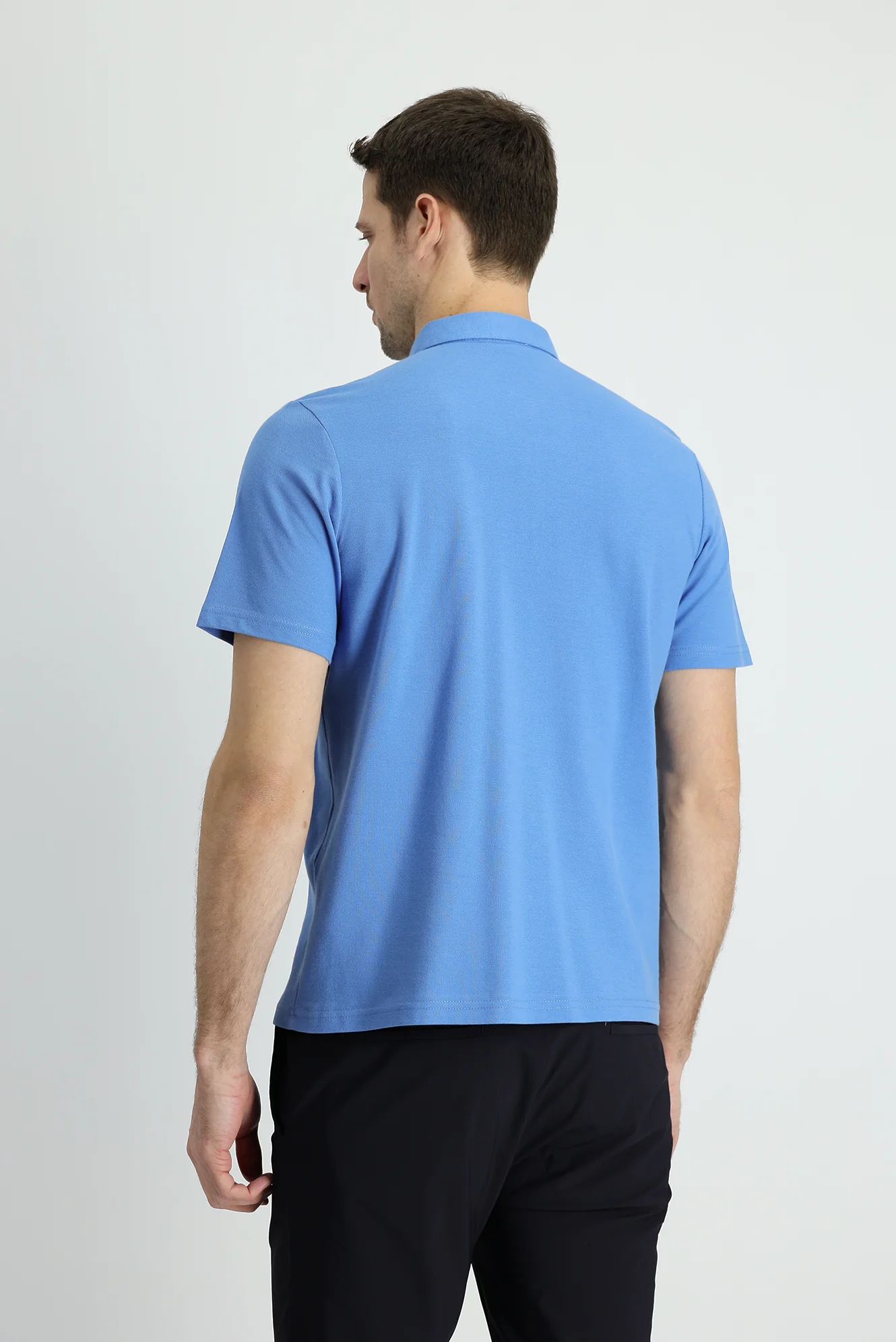 Havacı Mavi Polo Yaka Regular Fit Pamuk Tişört - Image 2