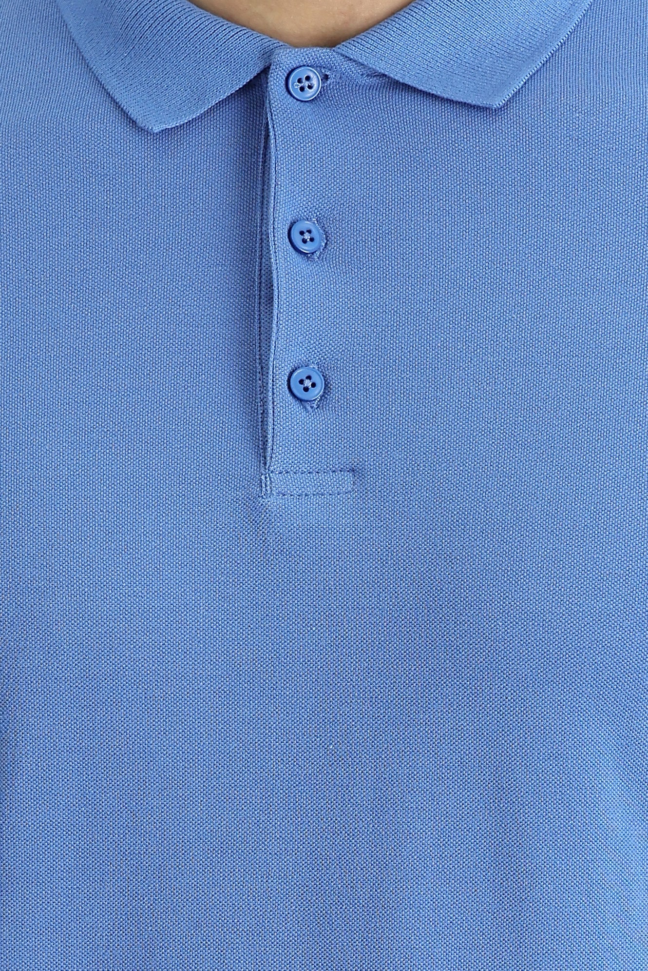 Havacı Mavi Polo Yaka Slim Fit Dar Kesim Nakışlı Pamuk Tişört - Image 3