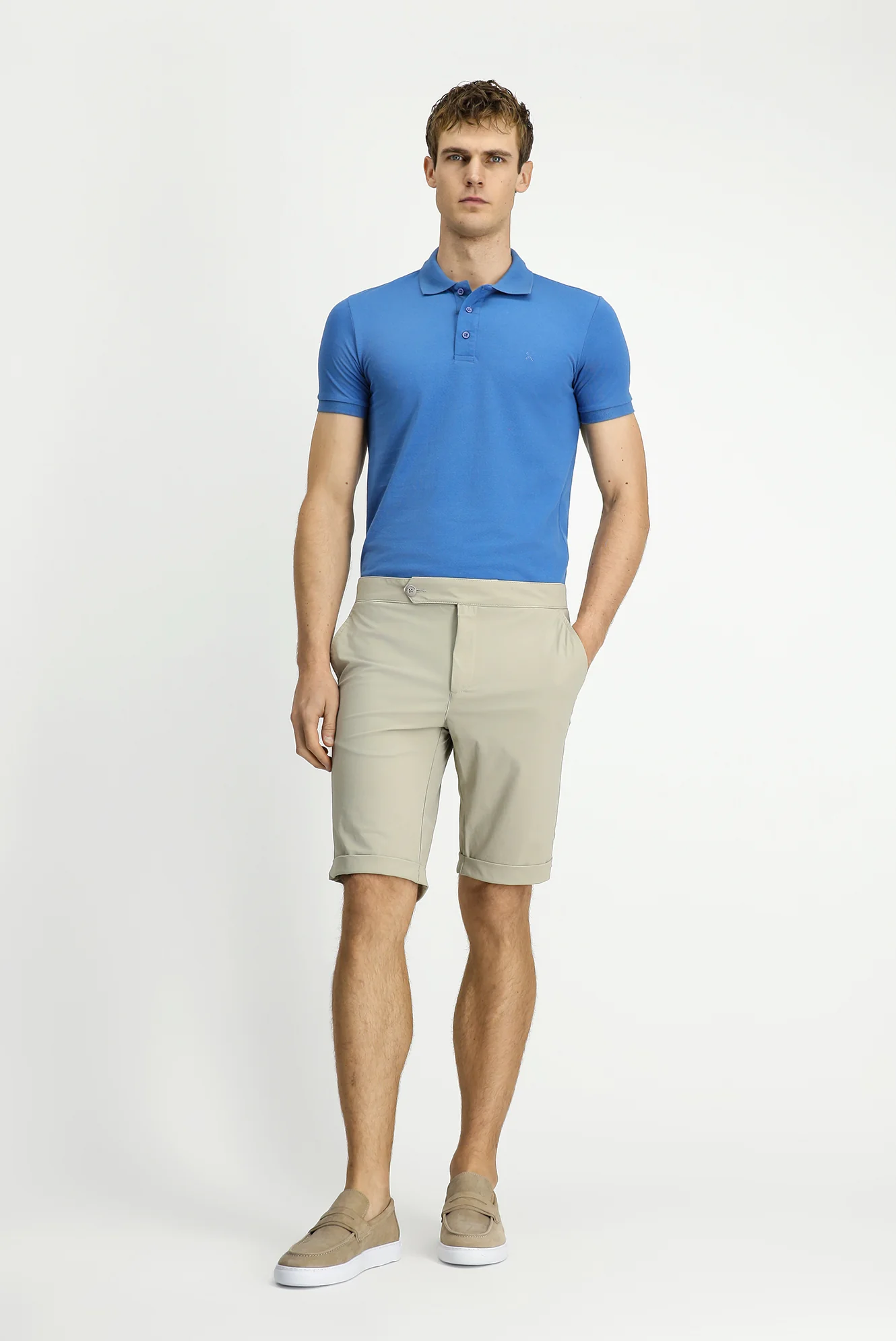 Havacı Mavi Slim Fit Dar Kesim Nakışlı Pamuklu Polo Yaka Tişört - Image 2
