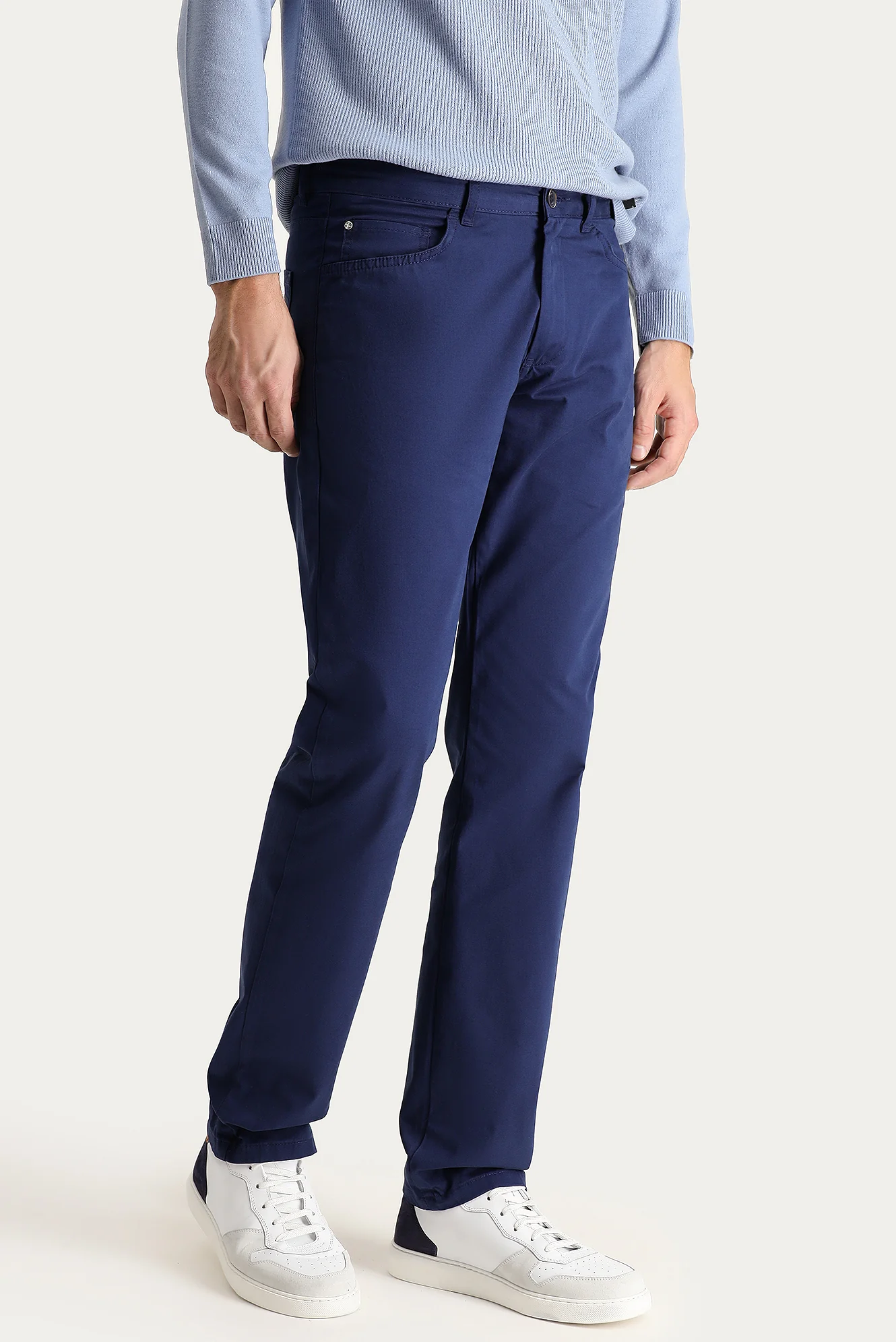 Havacı Mavi Regular Fit Standart Kesim Likralı Kanvas / Chino Pantolon - Image 3