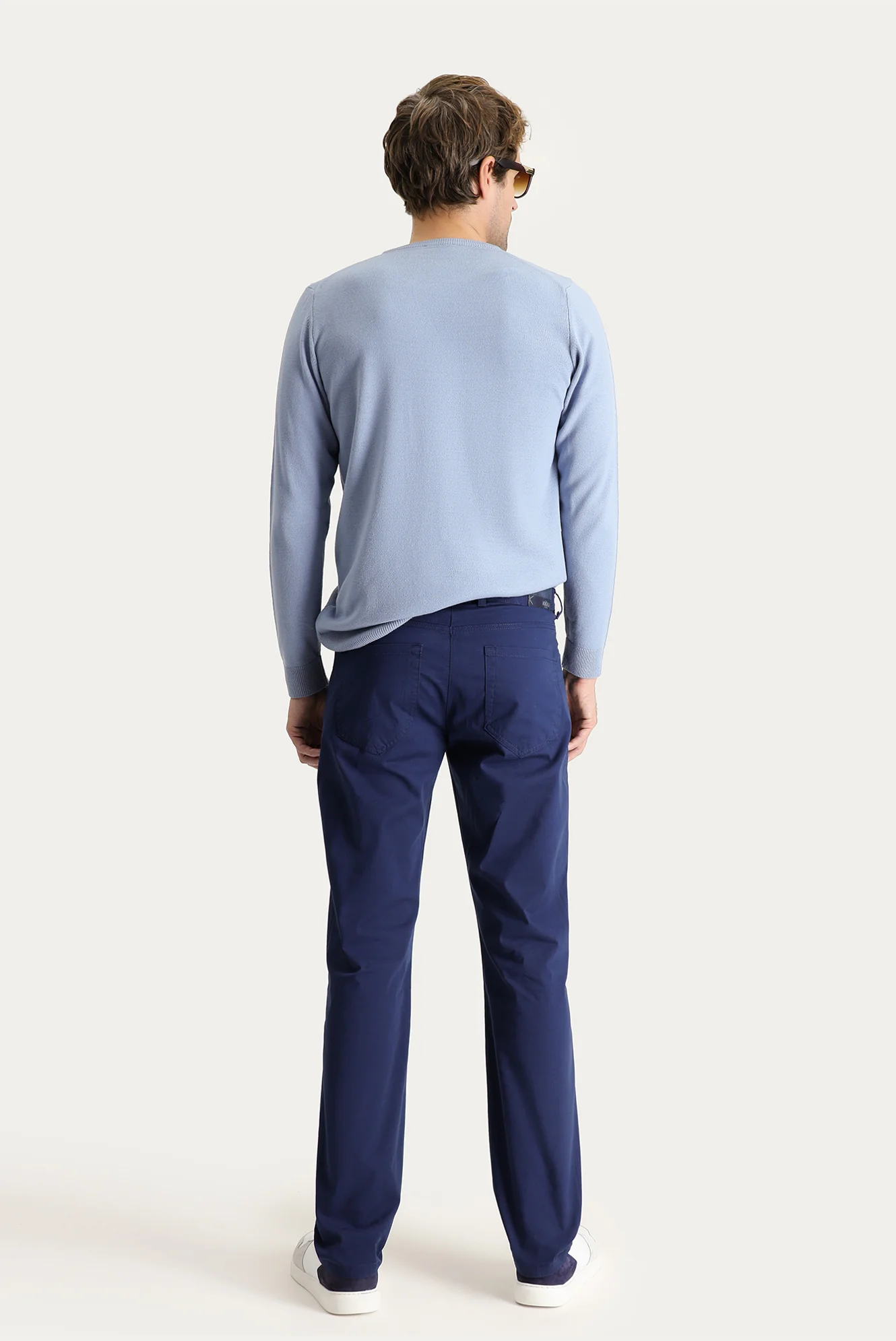 Havacı Mavi Regular Fit Standart Kesim Likralı Kanvas / Chino Pantolon - Image 4