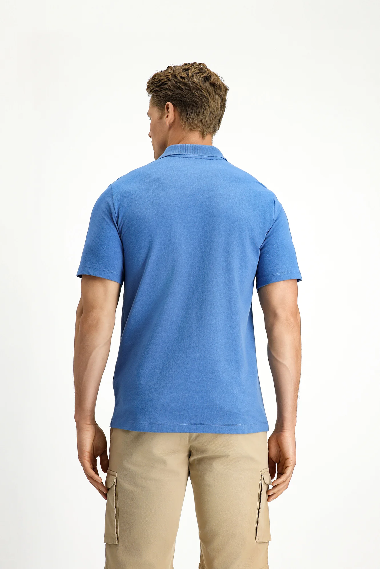 Havacı Mavi Regular Fit Pamuklu Nakışlı Cepli Polo Yaka Tişört - Image 2