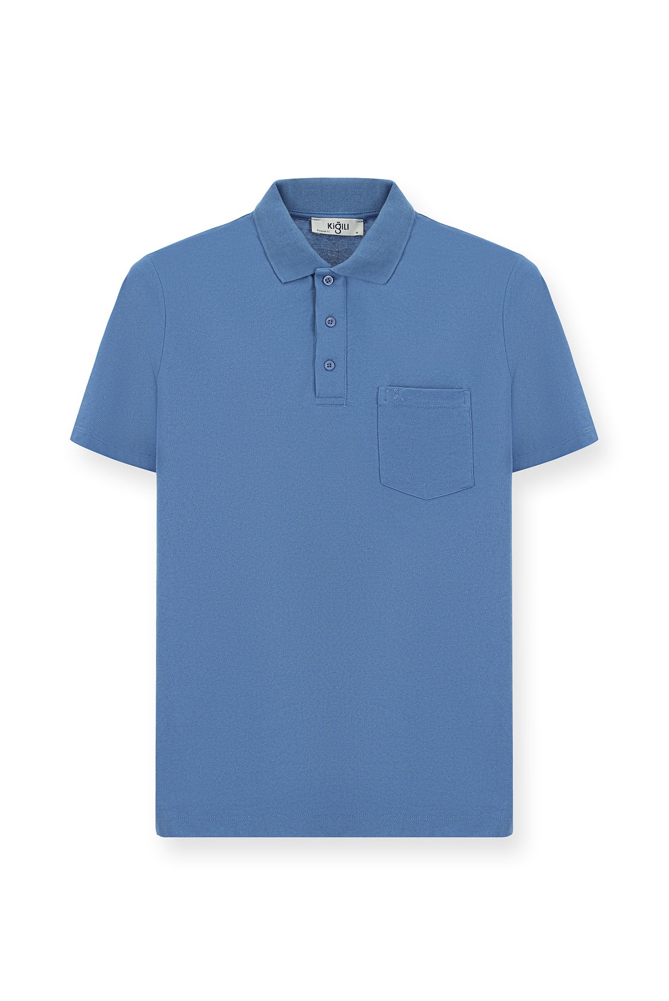 Havacı Mavi Regular Fit Pamuklu Nakışlı Cepli Polo Yaka Tişört - Image 3