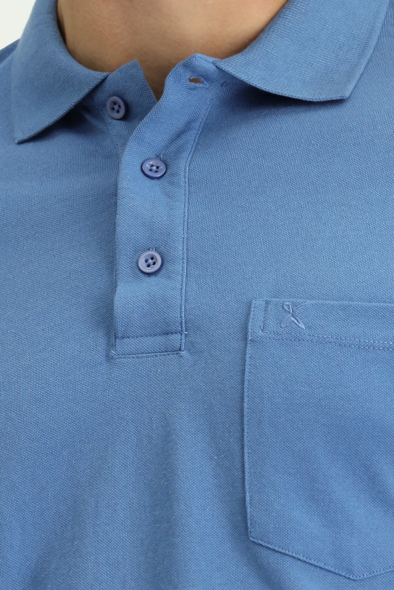 Havacı Mavi Regular Fit Pamuklu Nakışlı Cepli Polo Yaka Tişört - Image 5