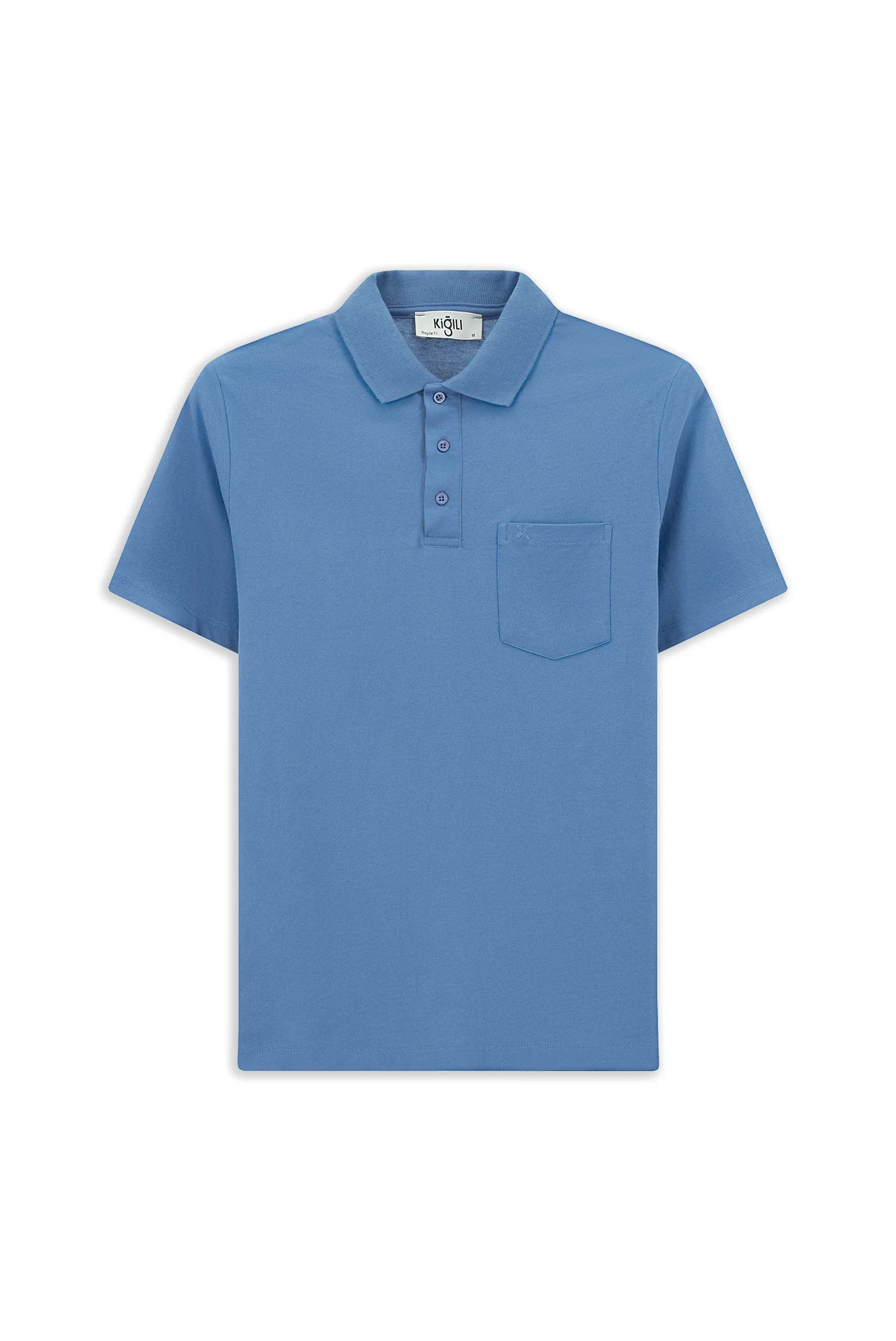 Havacı Mavi Regular Fit Pamuklu Nakışlı Cepli Polo Yaka Tişört - Image 7