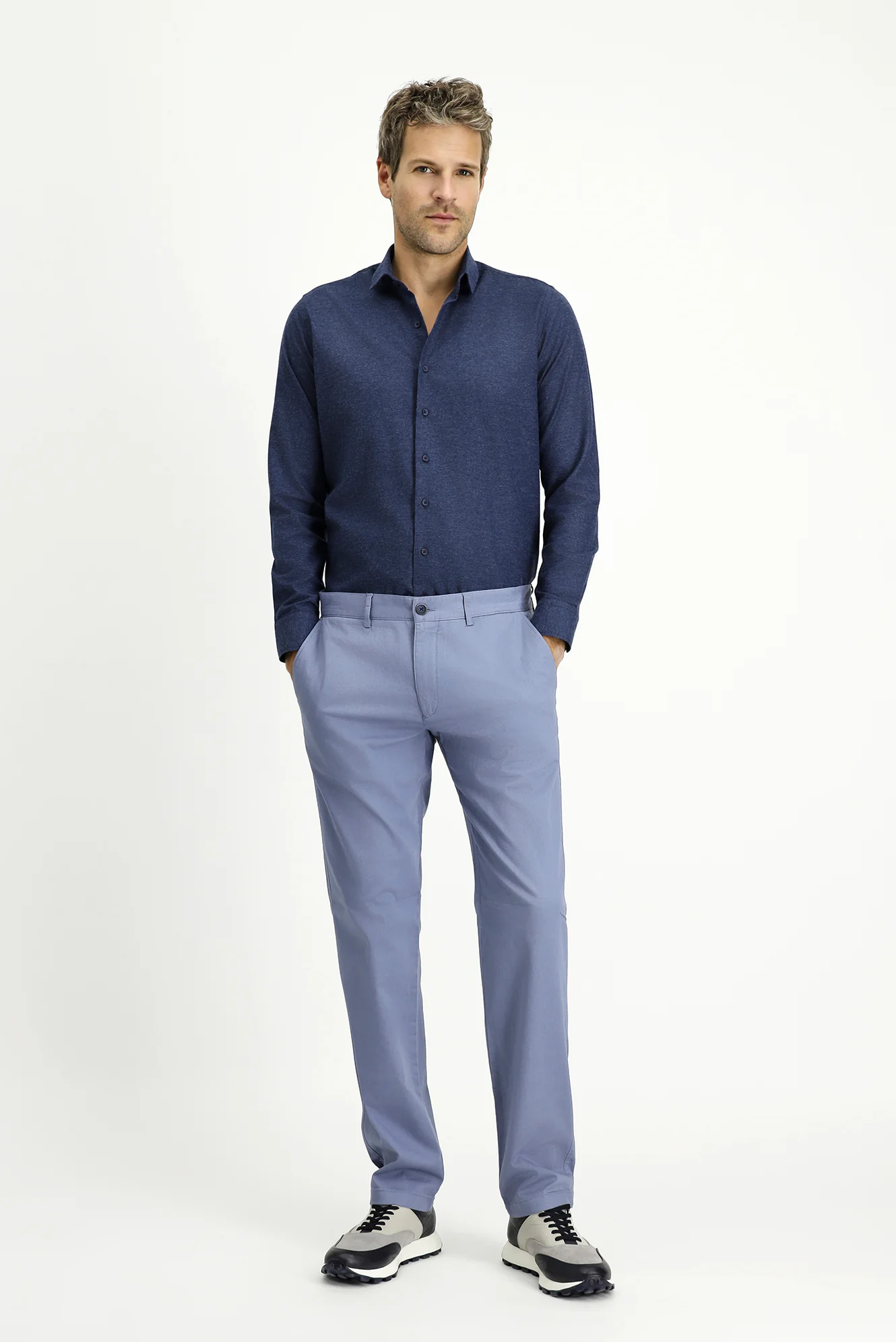 Havacı Mavi Relaxed Fit Rahat Kesim Likralı Kanvas / Chino Pantolon