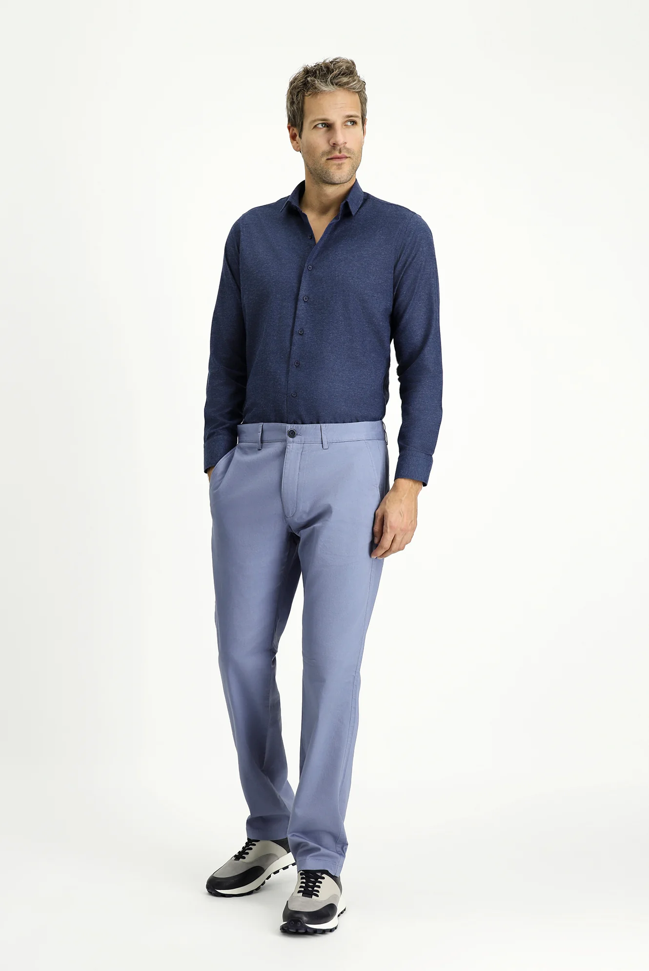 Havacı Mavi Relaxed Fit Rahat Kesim Likralı Kanvas / Chino Pantolon - Image 2