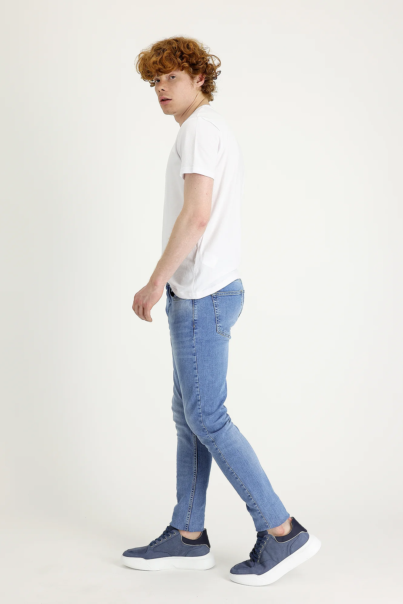 Havacı Mavi Slim Fit Dar Kesim Likralı Denim Pantolon - Image 2