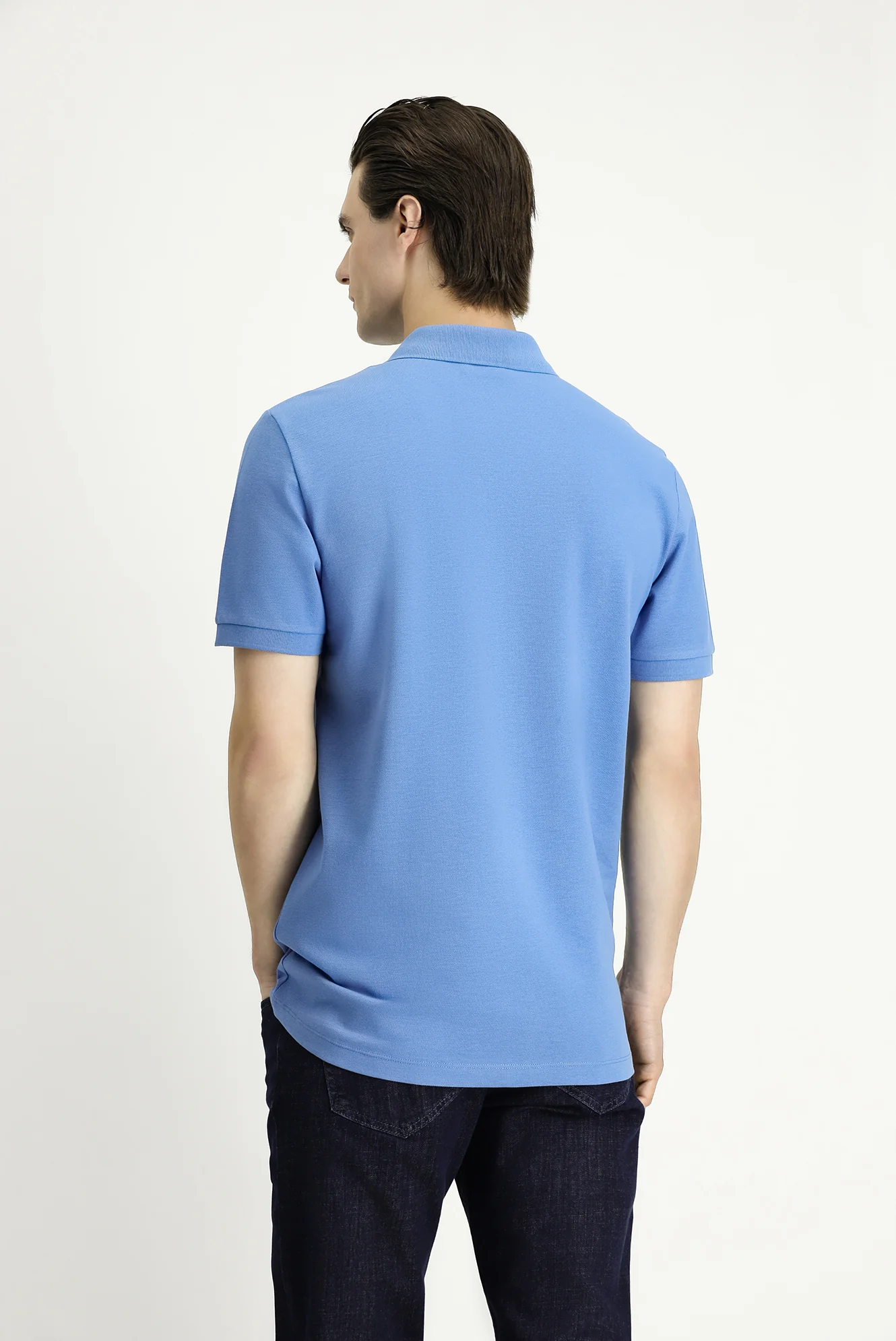Havacı Mavi Slim Fit Dar Kesim Nakışlı Pamuk Polo Yaka Tişört - Image 4