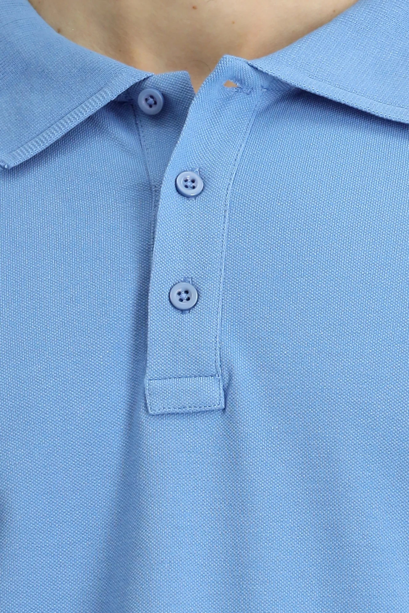 Havacı Mavi Slim Fit Dar Kesim Pamuk Kıvrılmaz Polo Yaka Tişört - Image 5