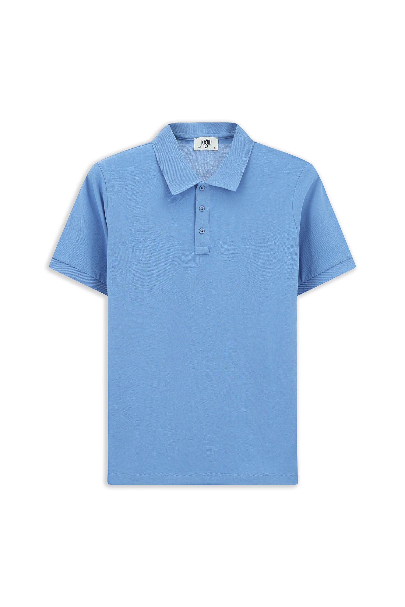 Havacı Mavi Slim Fit Dar Kesim Pamuk Kıvrılmaz Polo Yaka Tişört - Image 7