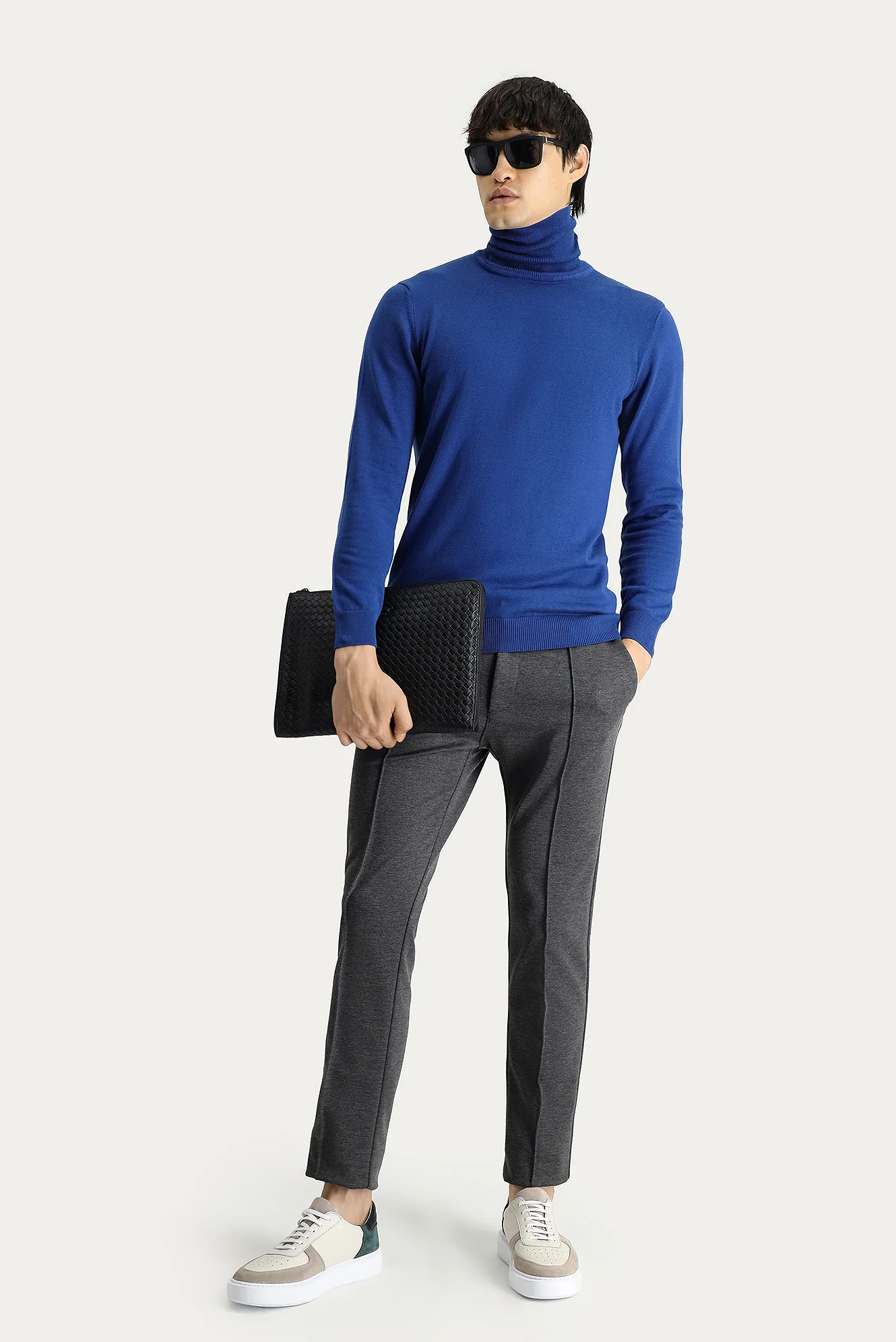 İndigo Balıkçı Yaka Regular Fit Pamuklu Triko Kazak - Image 3