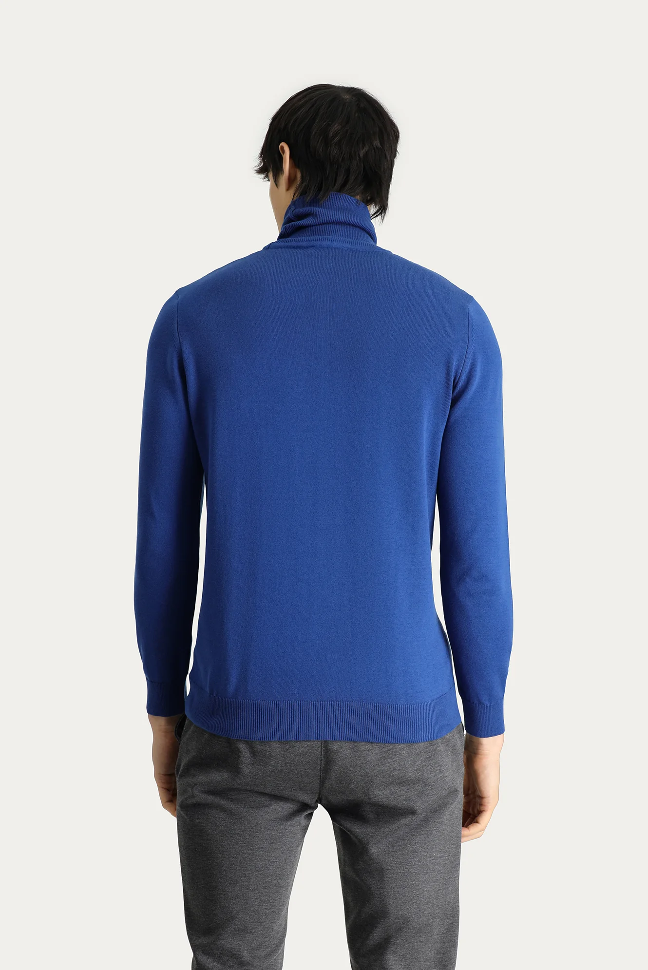 İndigo Balıkçı Yaka Regular Fit Pamuklu Triko Kazak - Image 4