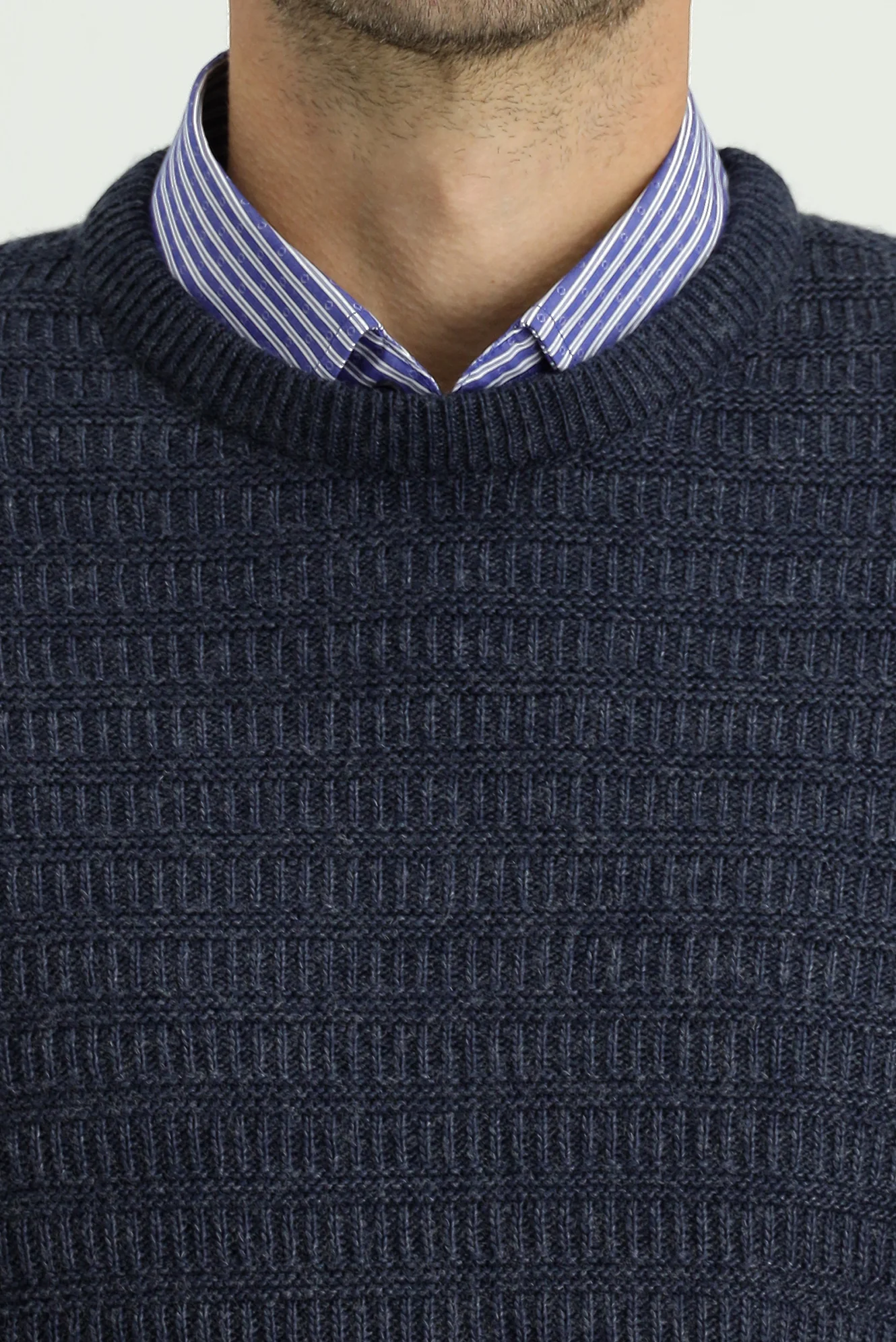 İndigo Bisiklet Yaka Regular Fit Desenli Triko Kazak - Image 5