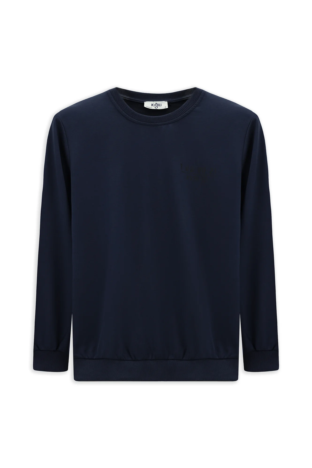 İndigo Bisiklet Yaka Regular Fit Baskılı Pamuklu Sweatshirt - Image 6