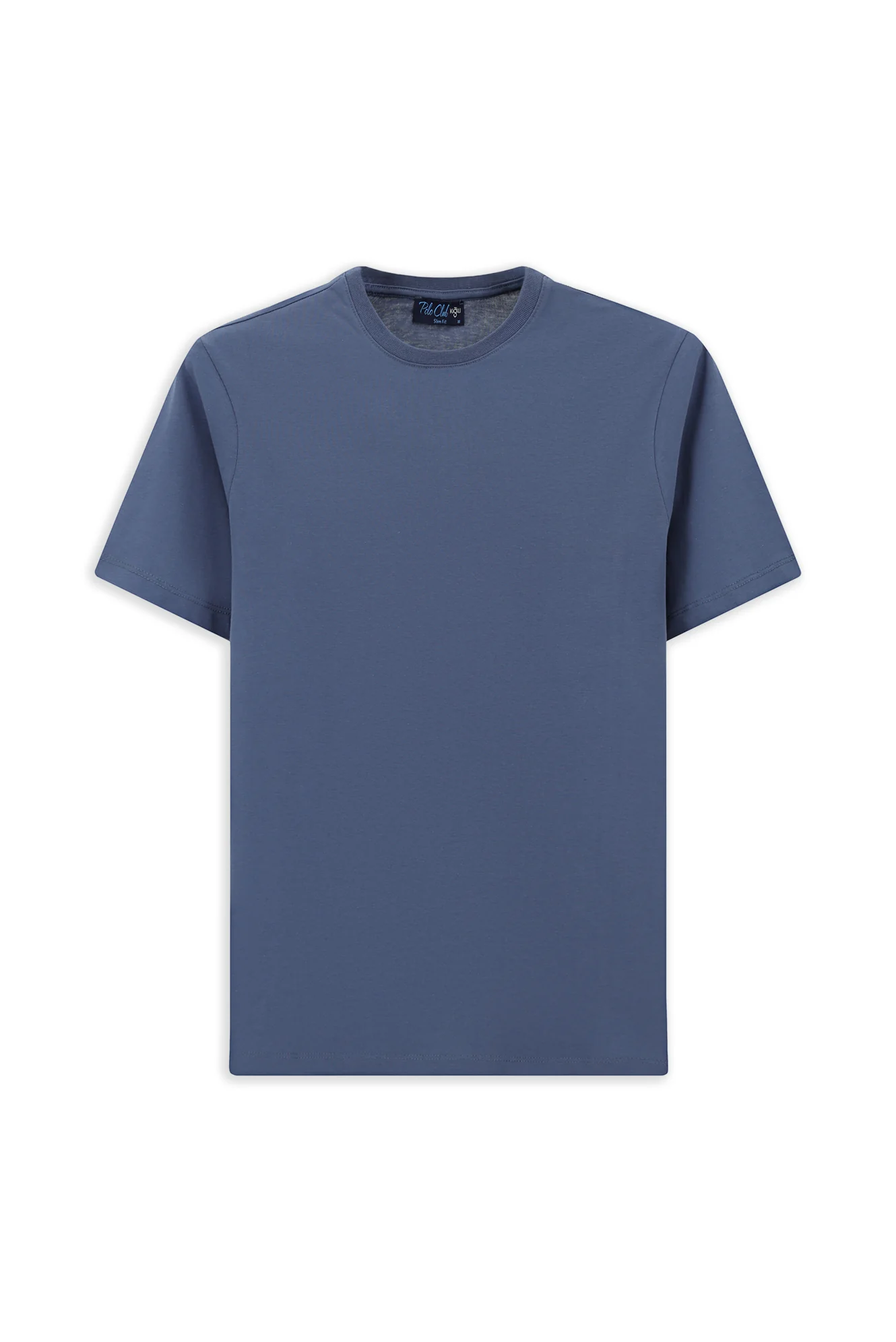 İndigo Bisiklet Yaka Slim Fit %100 Pamuk Tişört - Image 7