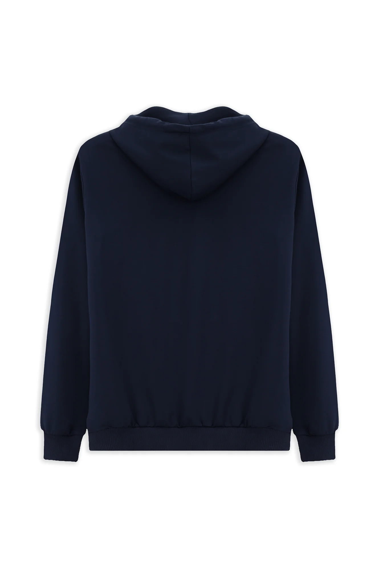 İndigo Kapüşonlu Regular Fit Fermuarlı Baskılı Pamuklu Sweatshirt - Image 3