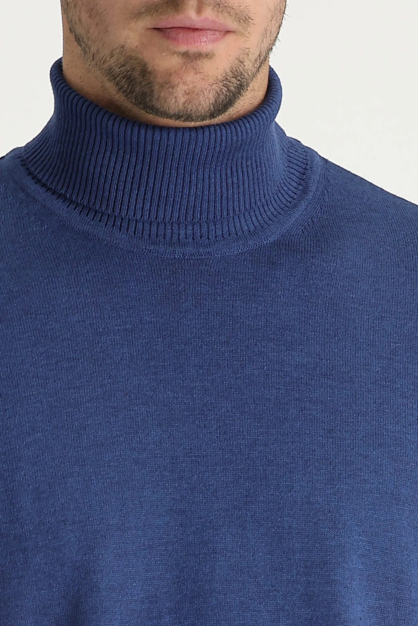 İndigo Melanj Balıkçı Yaka Regular Fit Triko Kazak - Image 3