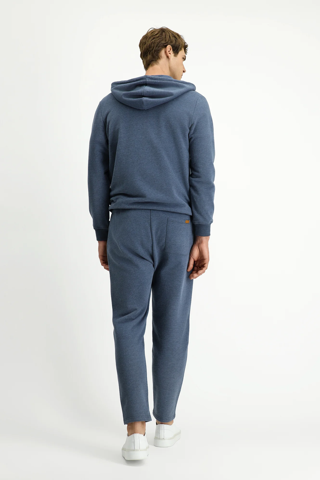 İndigo Melanj Beli Lastikli İpli Cepli Pamuklu Sweatpant / Eşofman Altı - Image 4