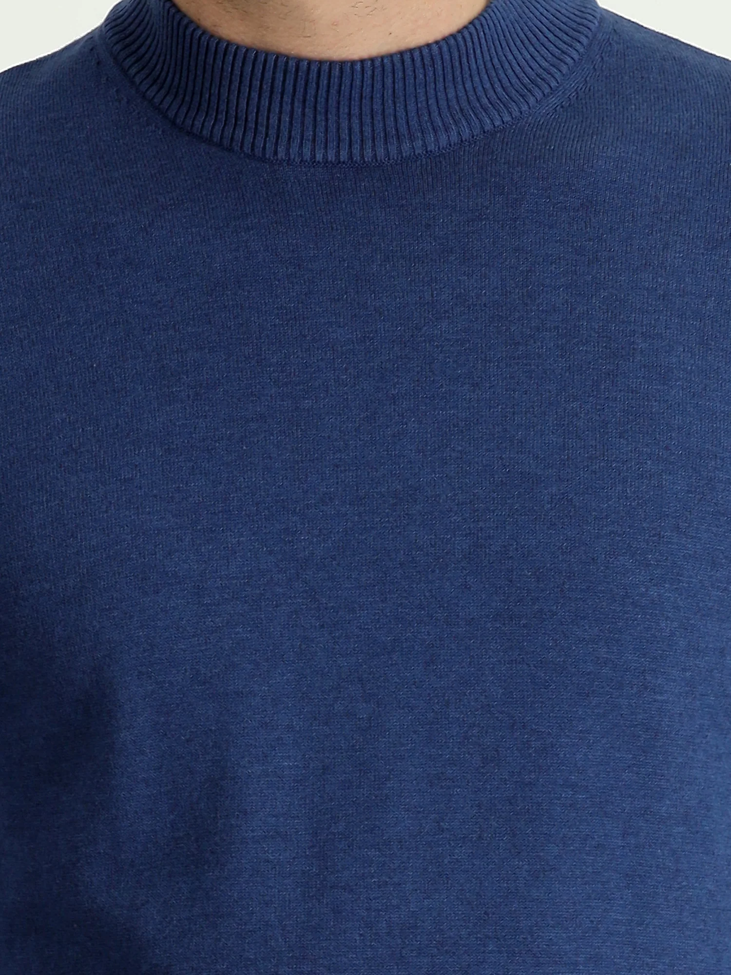 İndigo Melanj Yarım Balıkçı Yaka Regular Fit Triko Kazak - Image 4