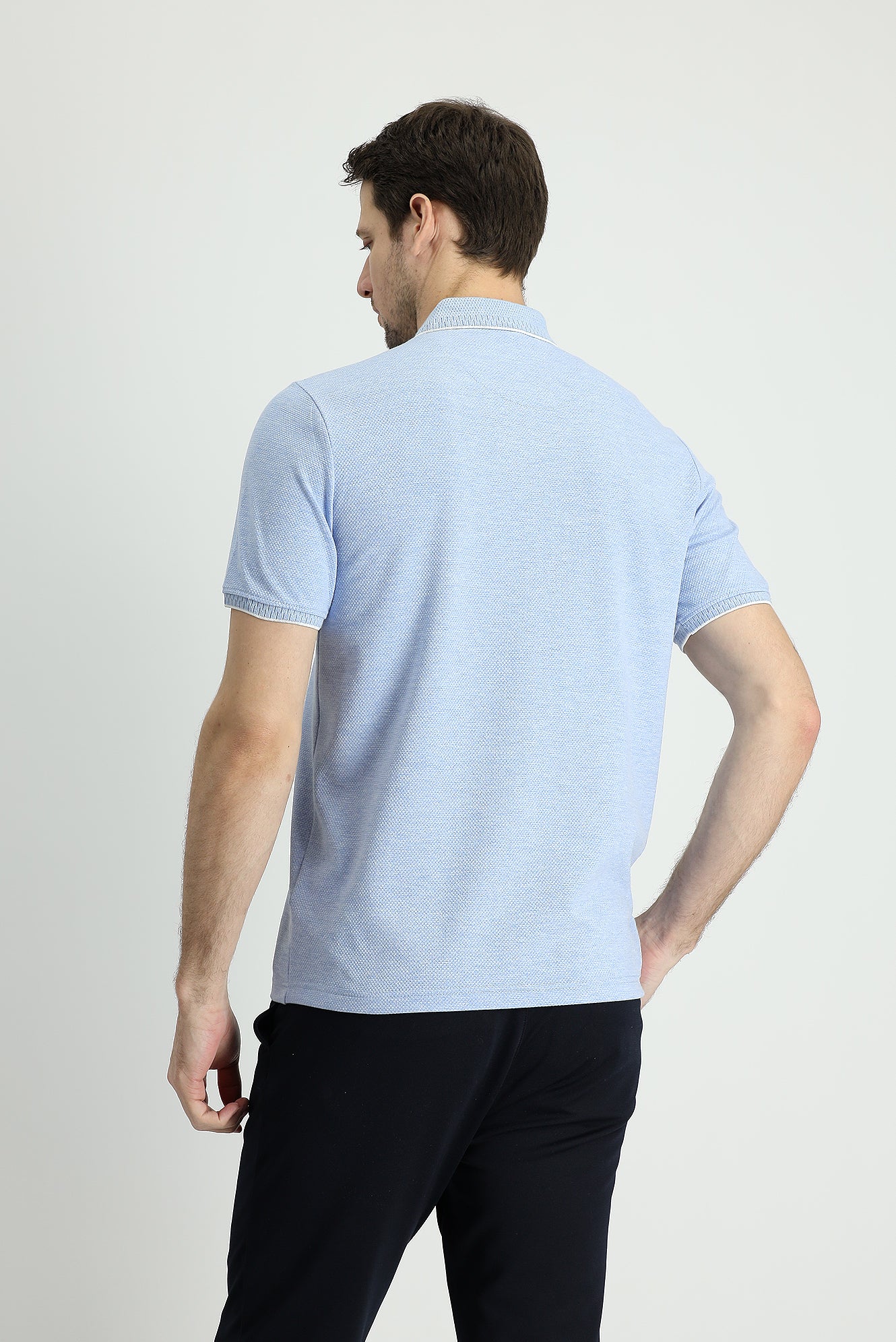 İndigo Polo Yaka Regular Fit Desenli Tişört - Image 3