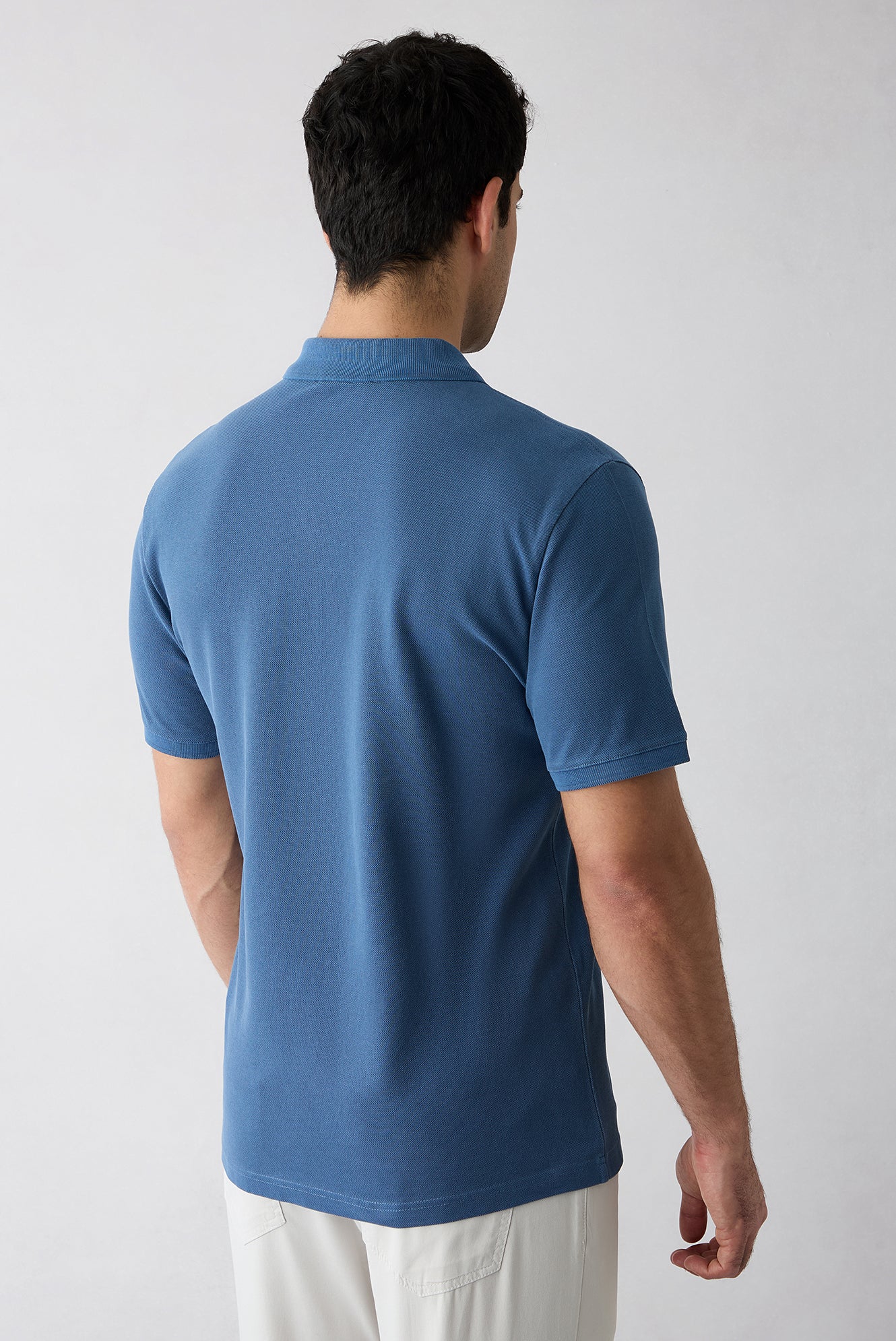 İndigo Regular Fit Düğmeli Polo Yaka Nakışlı %100 Pamuk Tişört - Image 4