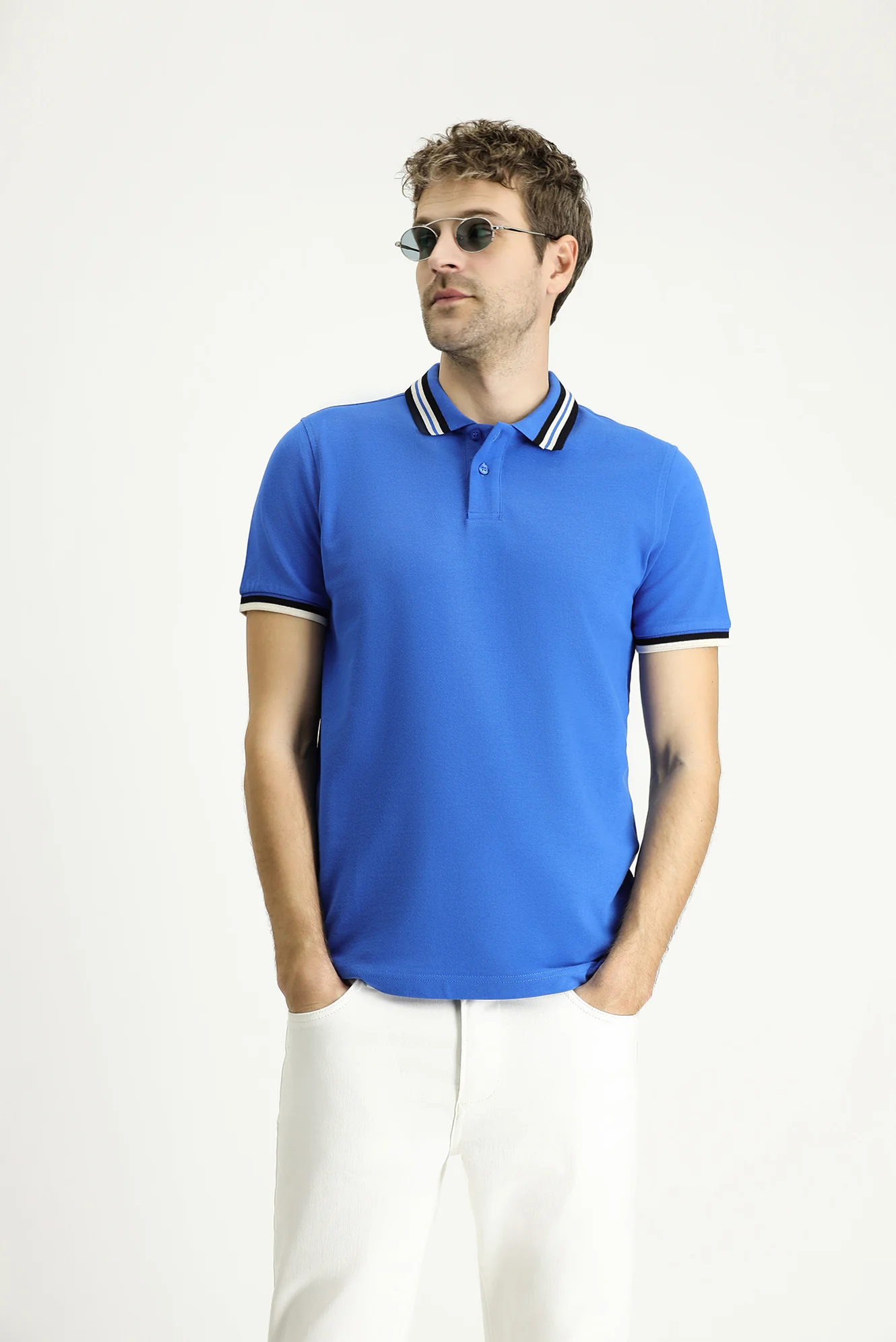 İndigo Polo Yaka Slim Fit Dar Kesim Desenli Pamuk Tişört
