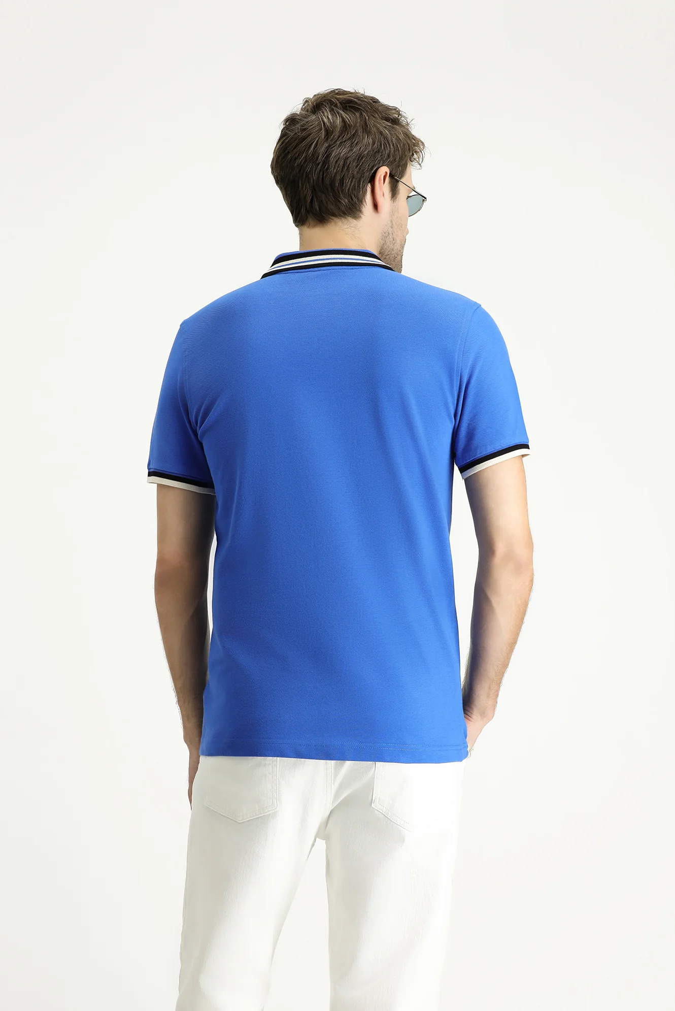 İndigo Polo Yaka Slim Fit Dar Kesim Desenli Pamuk Tişört - Image 4