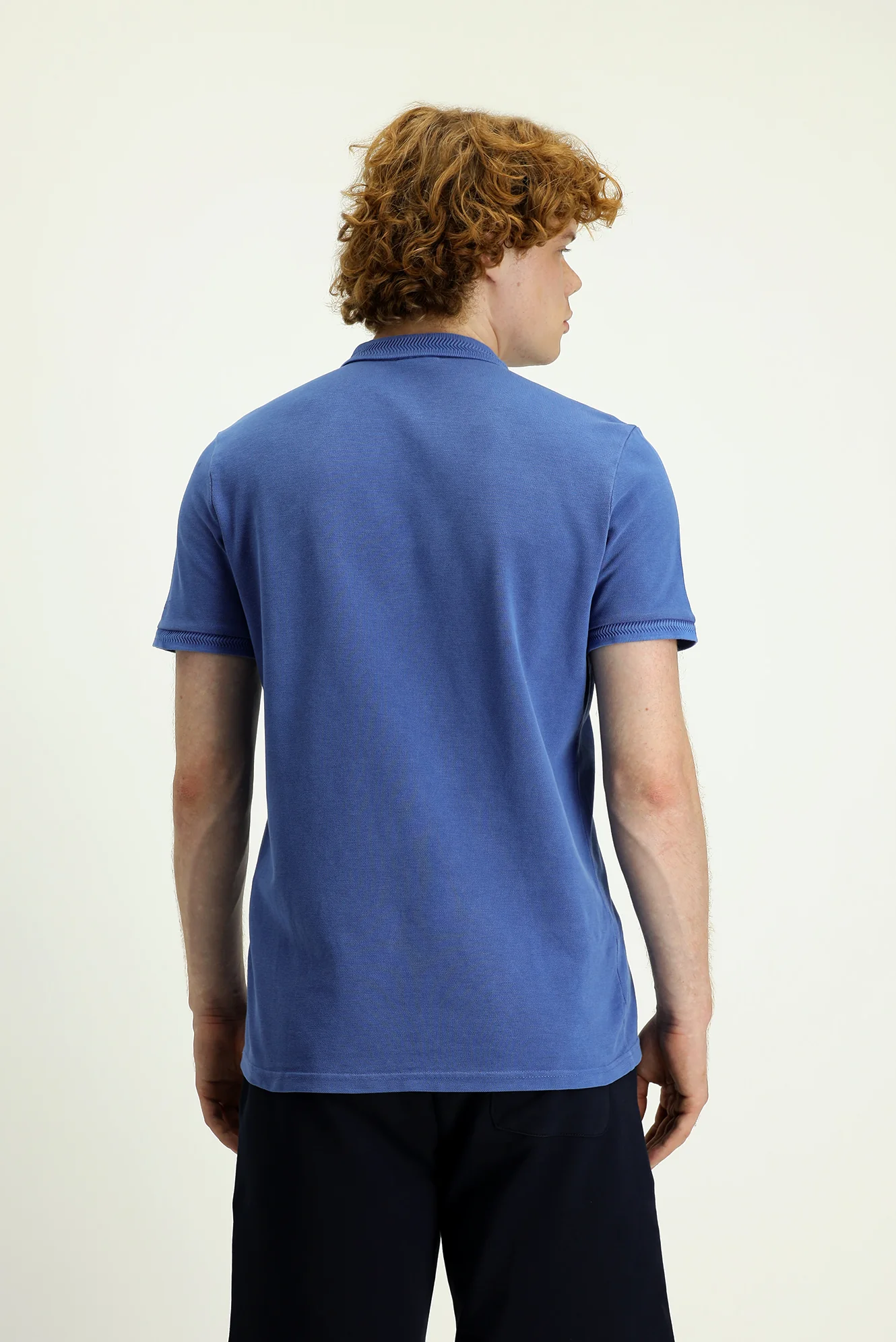 İndigo Polo Yaka Slim Fit Dar Kesim Nakışlı Pamuk Tişört - Image 3