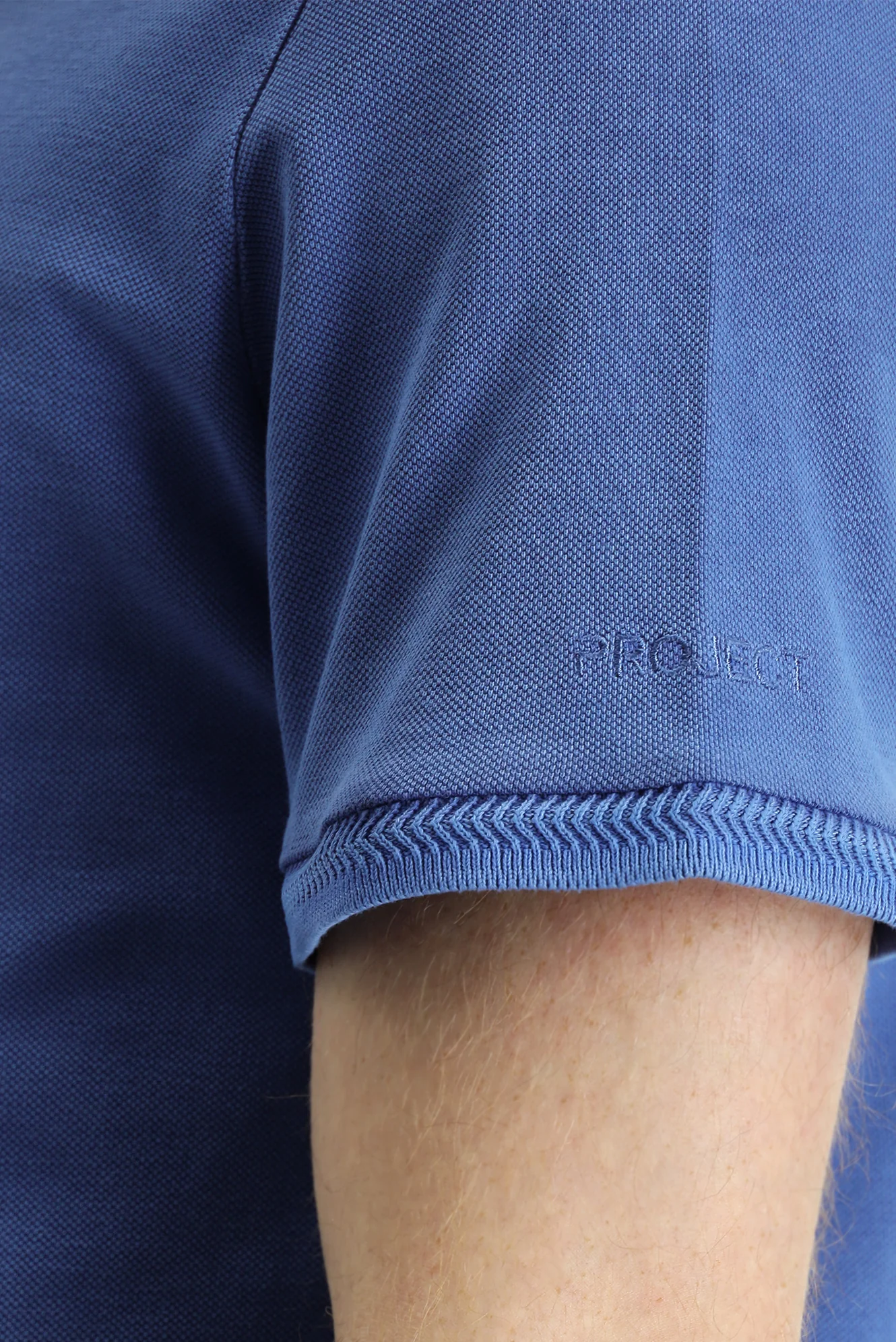 İndigo Polo Yaka Slim Fit Dar Kesim Nakışlı Pamuk Tişört - Image 4