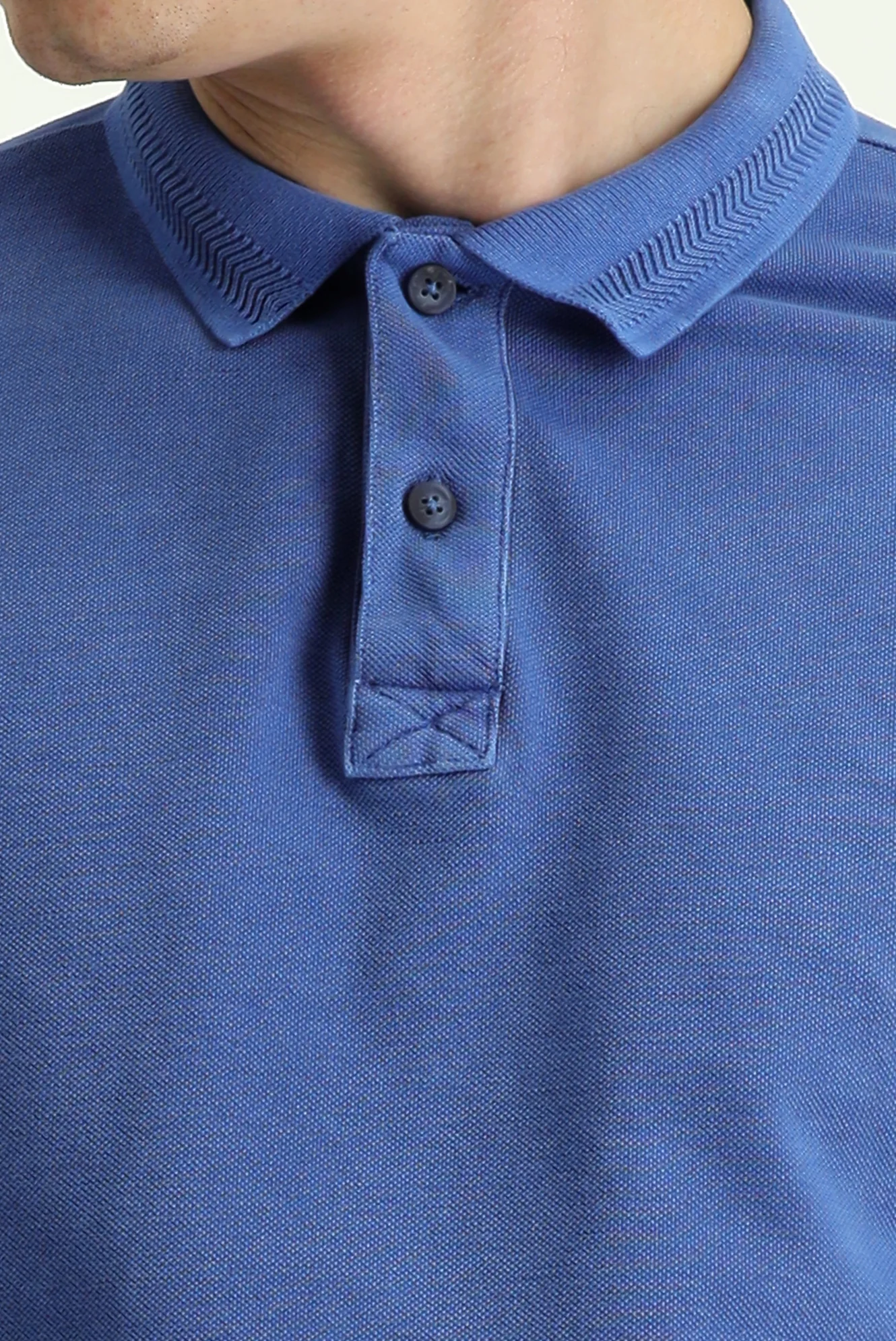 İndigo Polo Yaka Slim Fit Dar Kesim Nakışlı Pamuk Tişört - Image 5
