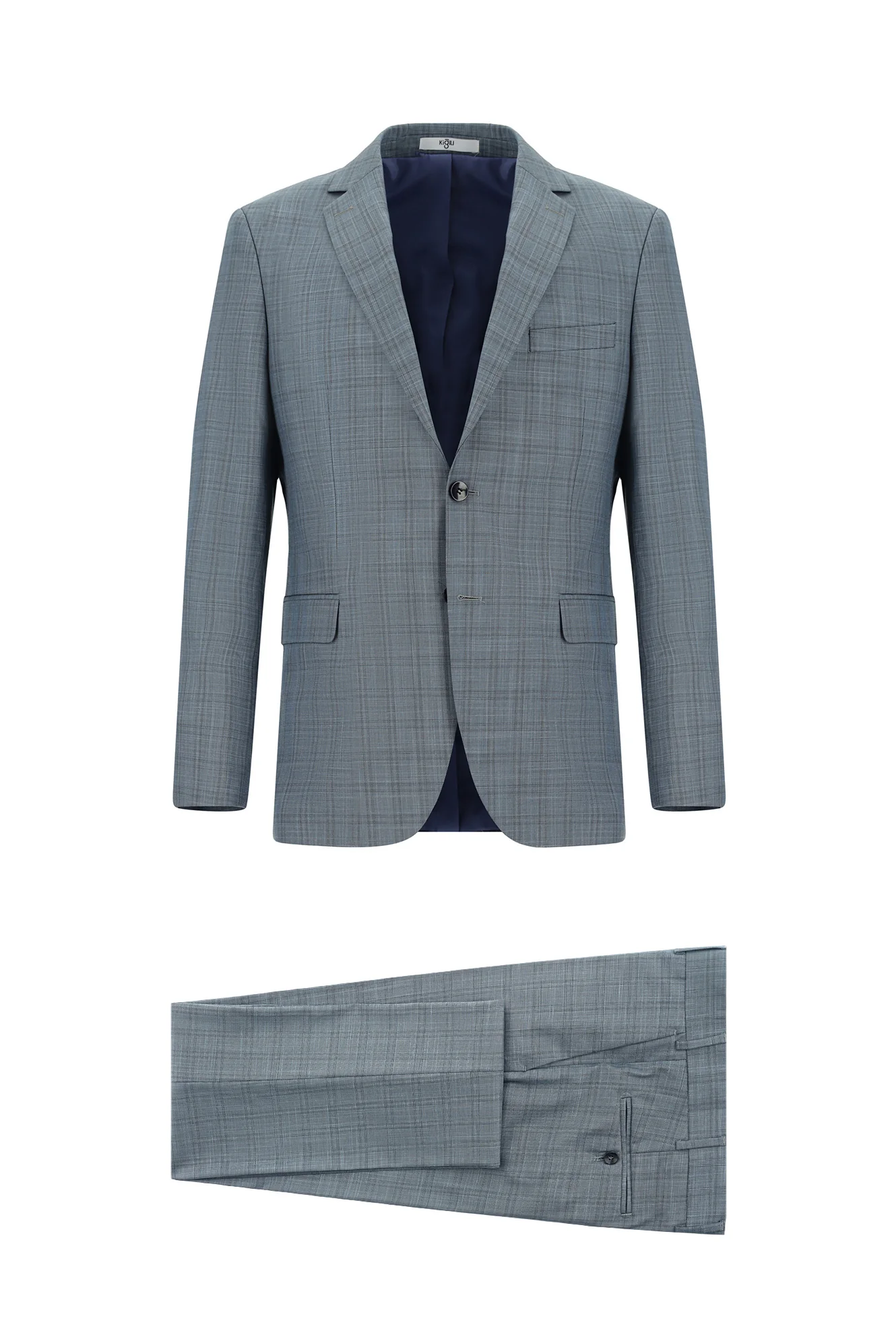 İndigo 6 Drop Regular Fit Standart Kesim Ekose Takım Elbise