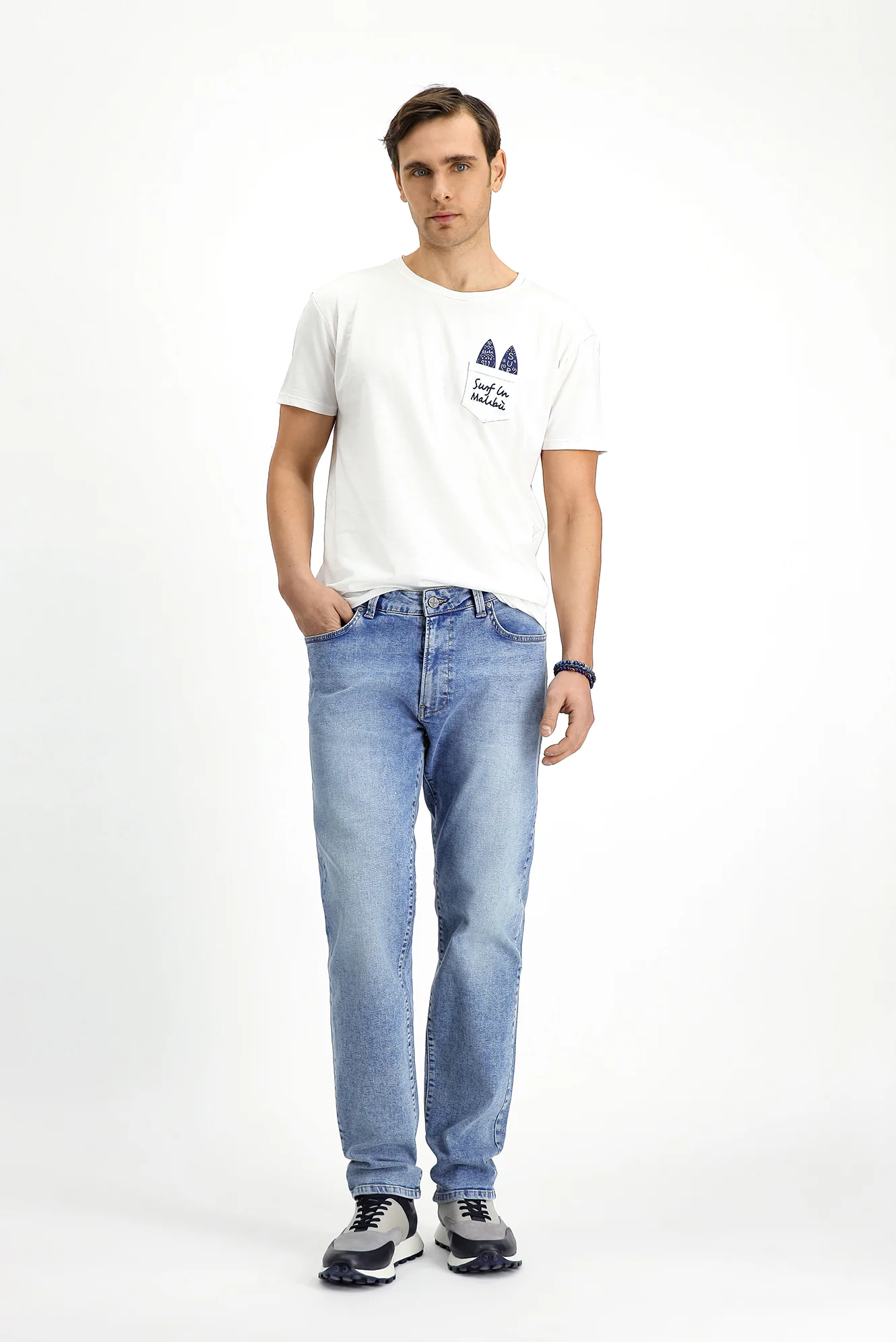 İndigo Regular Fit Standart Kesim Pamuklu Likralı Esnek 4 Mevsim Denim Pantolon - Image 3