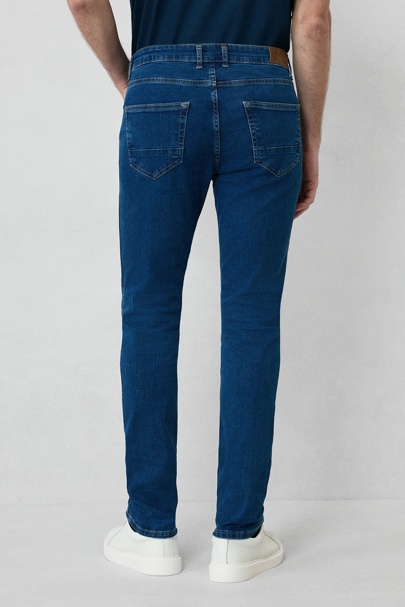 İndigo Regular Fit Standart Kesim Pamuklu Likralı Esnek 4 Mevsim Denim Pantolon - Image 7