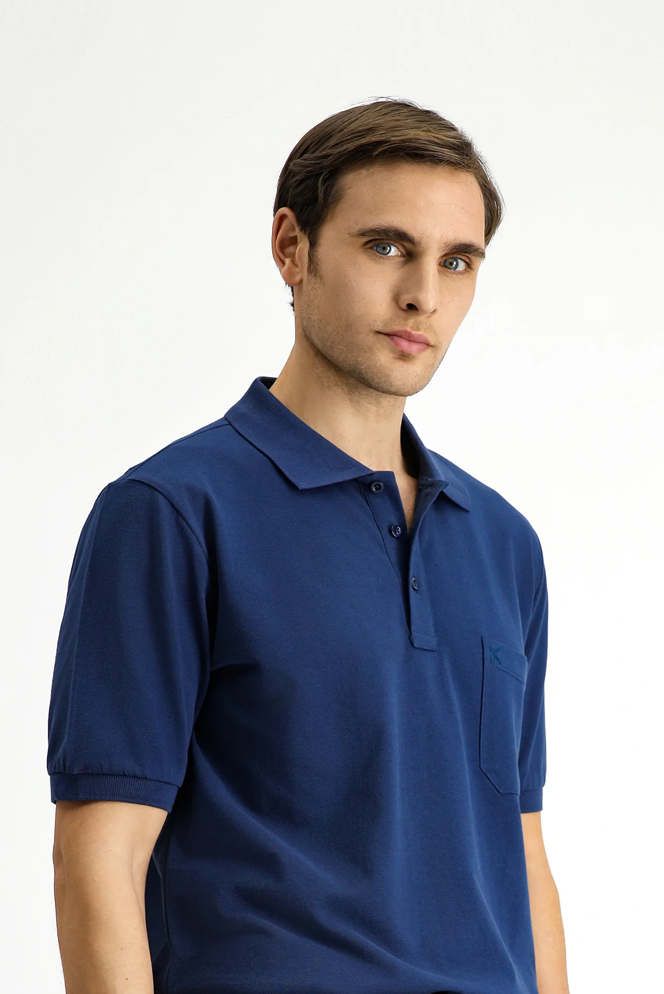 İndigo Regular Fit Pamuk Nakışlı Cepli Kıvrılmaz Polo Yaka Tişört
