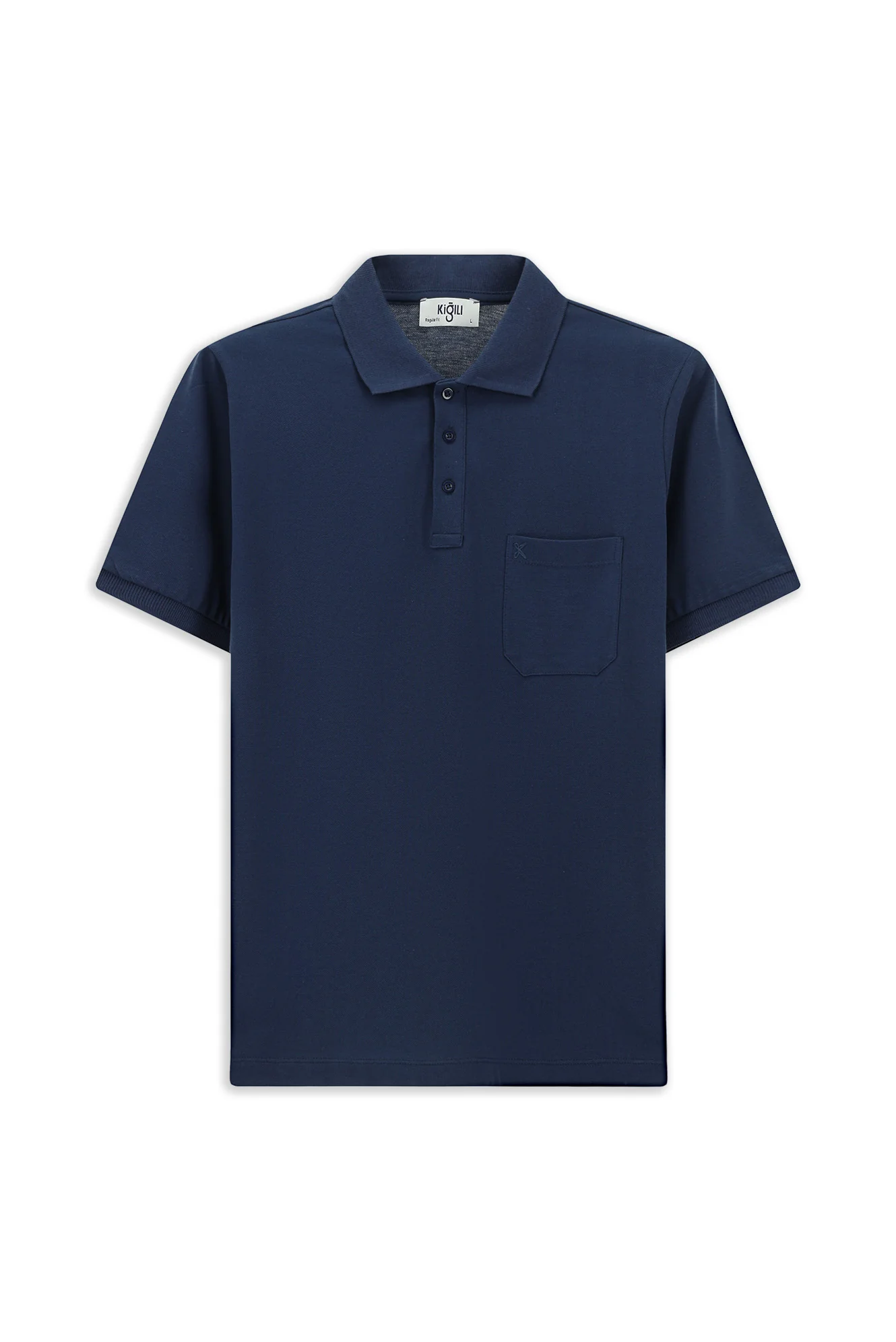 İndigo Regular Fit Pamuk Nakışlı Cepli Kıvrılmaz Polo Yaka Tişört - Image 6