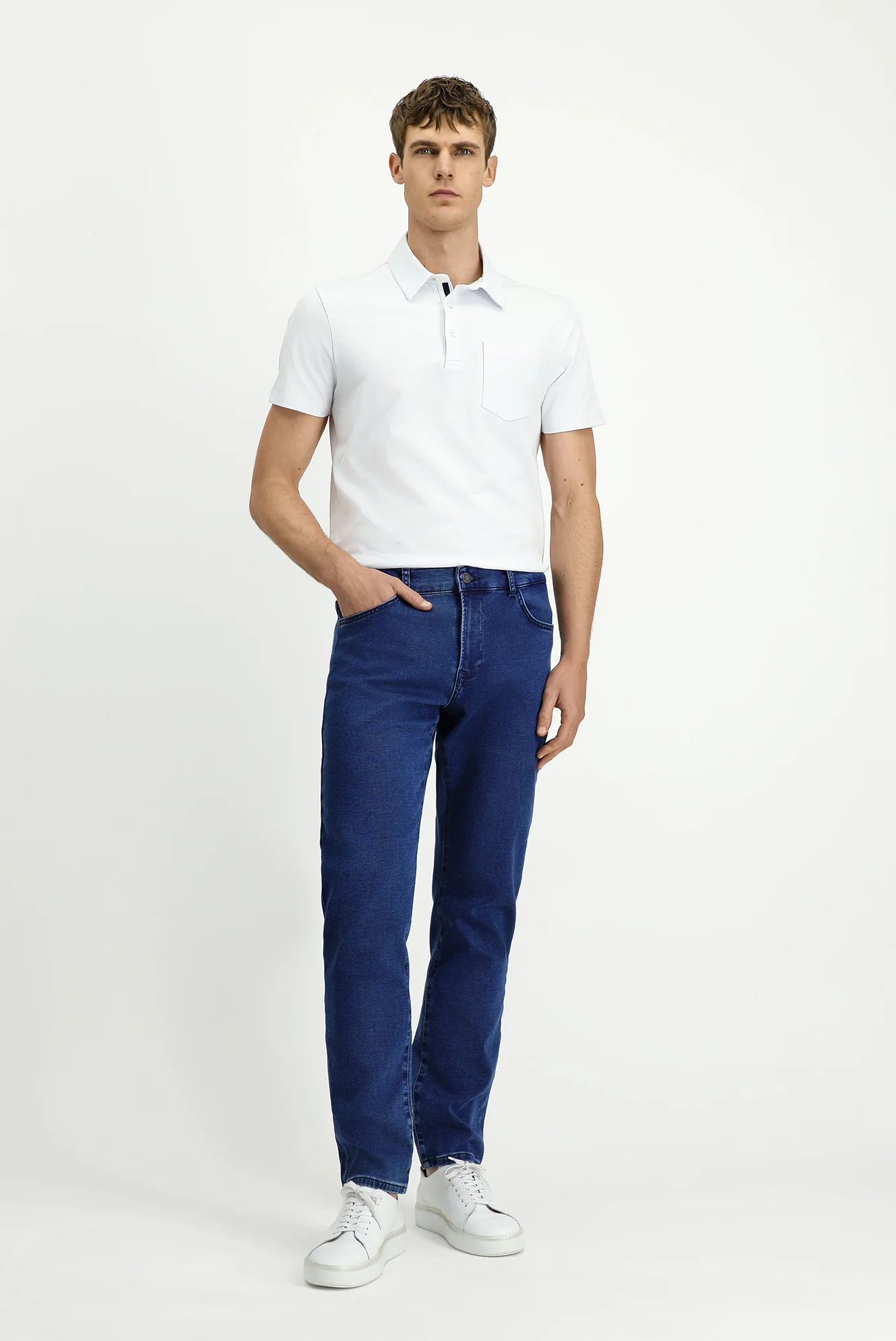 İndigo Regular Fit Standart Kesim Pamuklu Denim Look Pantolon - Image 3
