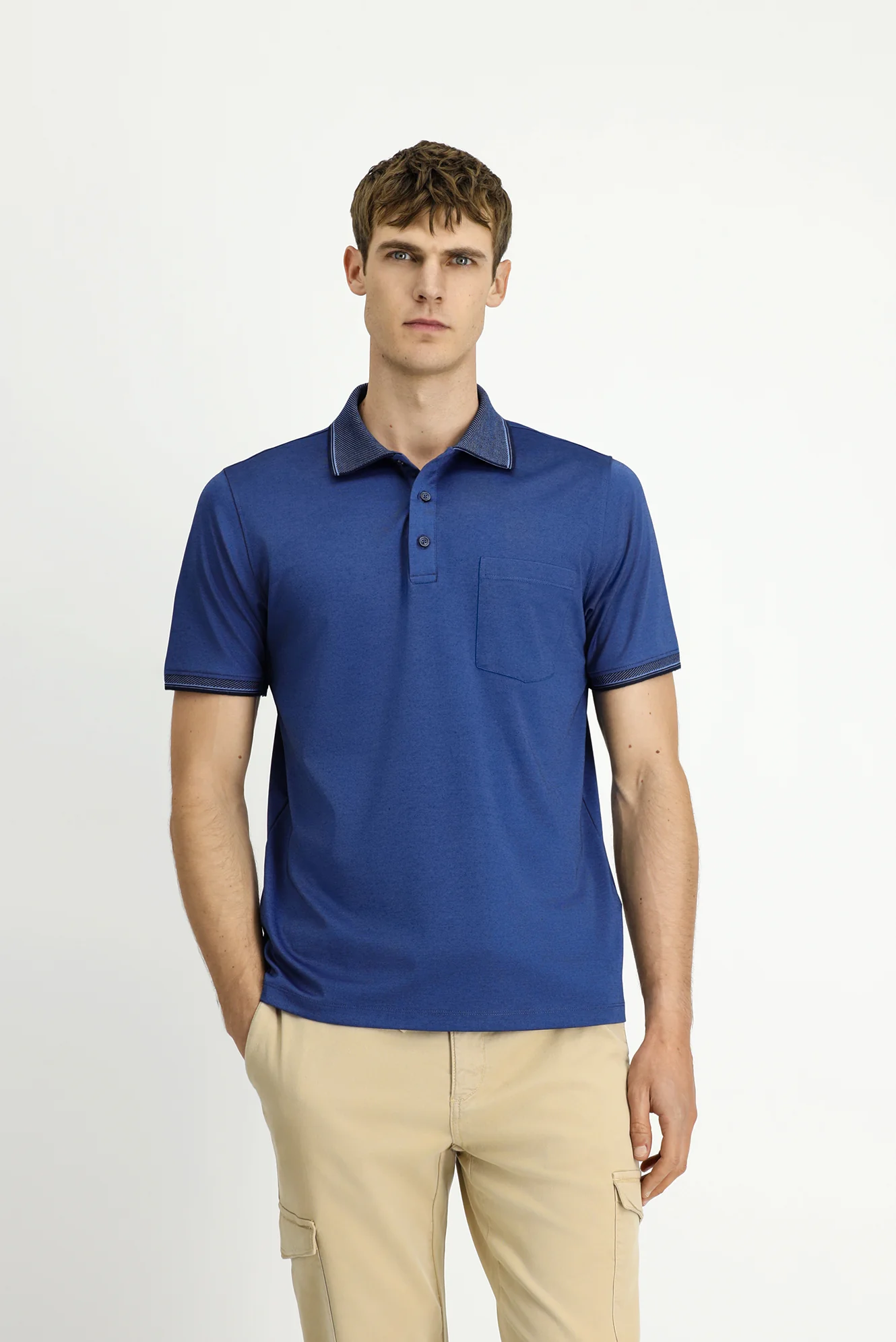 İndigo Regular Fit Pamuklu Desenli Cepli Polo Yaka Tişört - Image 3