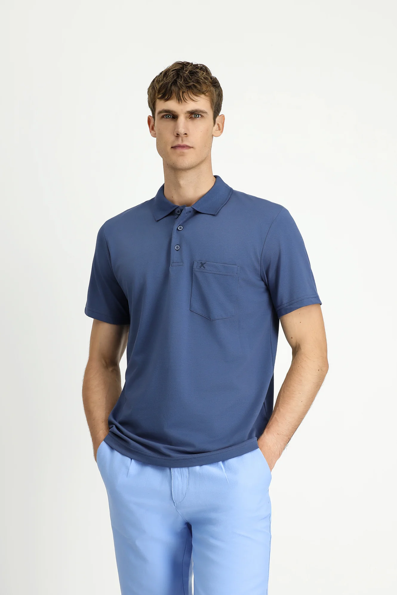 İndigo Regular Fit Pamuklu Nakışlı Cepli Polo Yaka Tişört