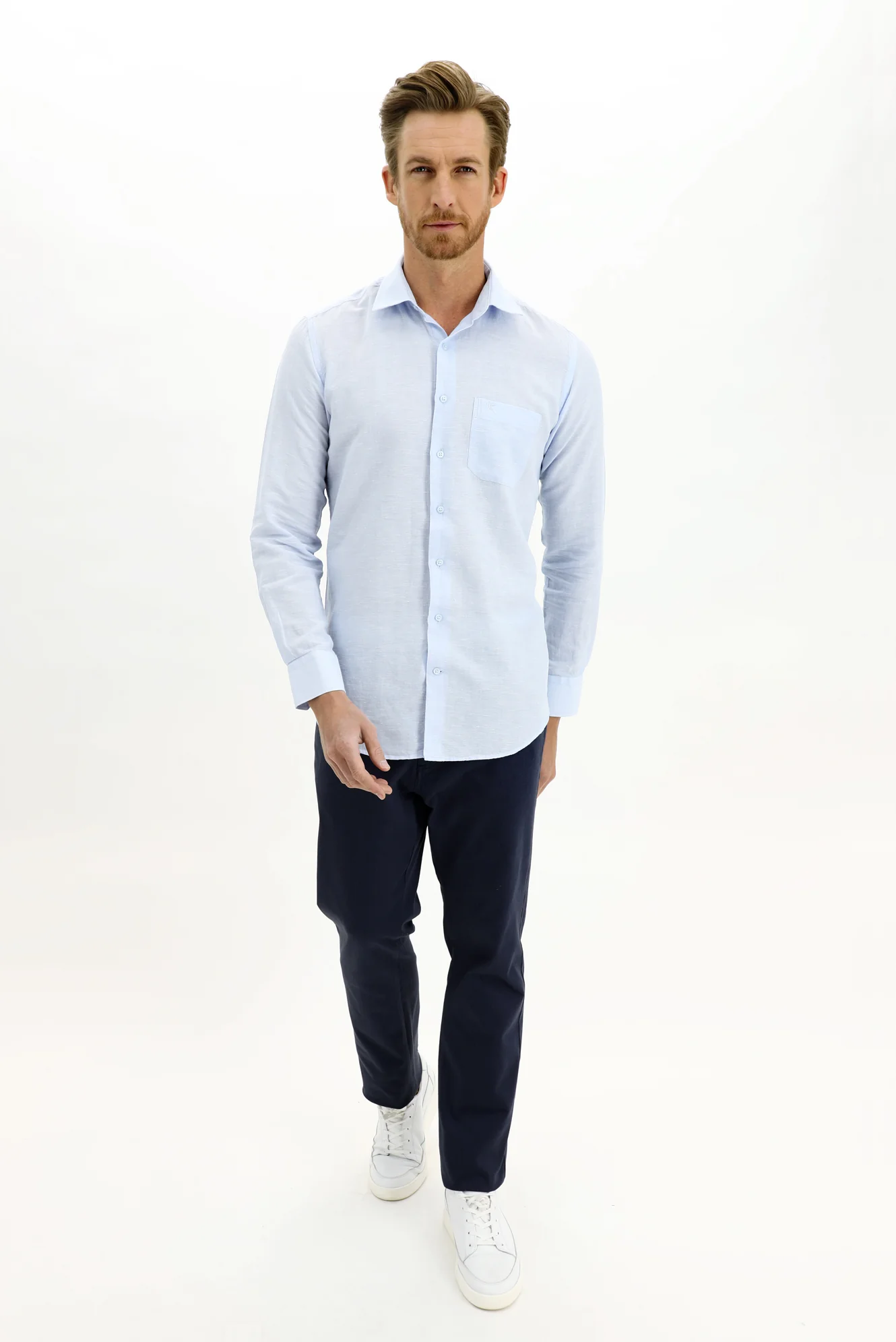 İndigo Relaxed Fit Rahat Kesim Likralı Kanvas / Chino Pantolon