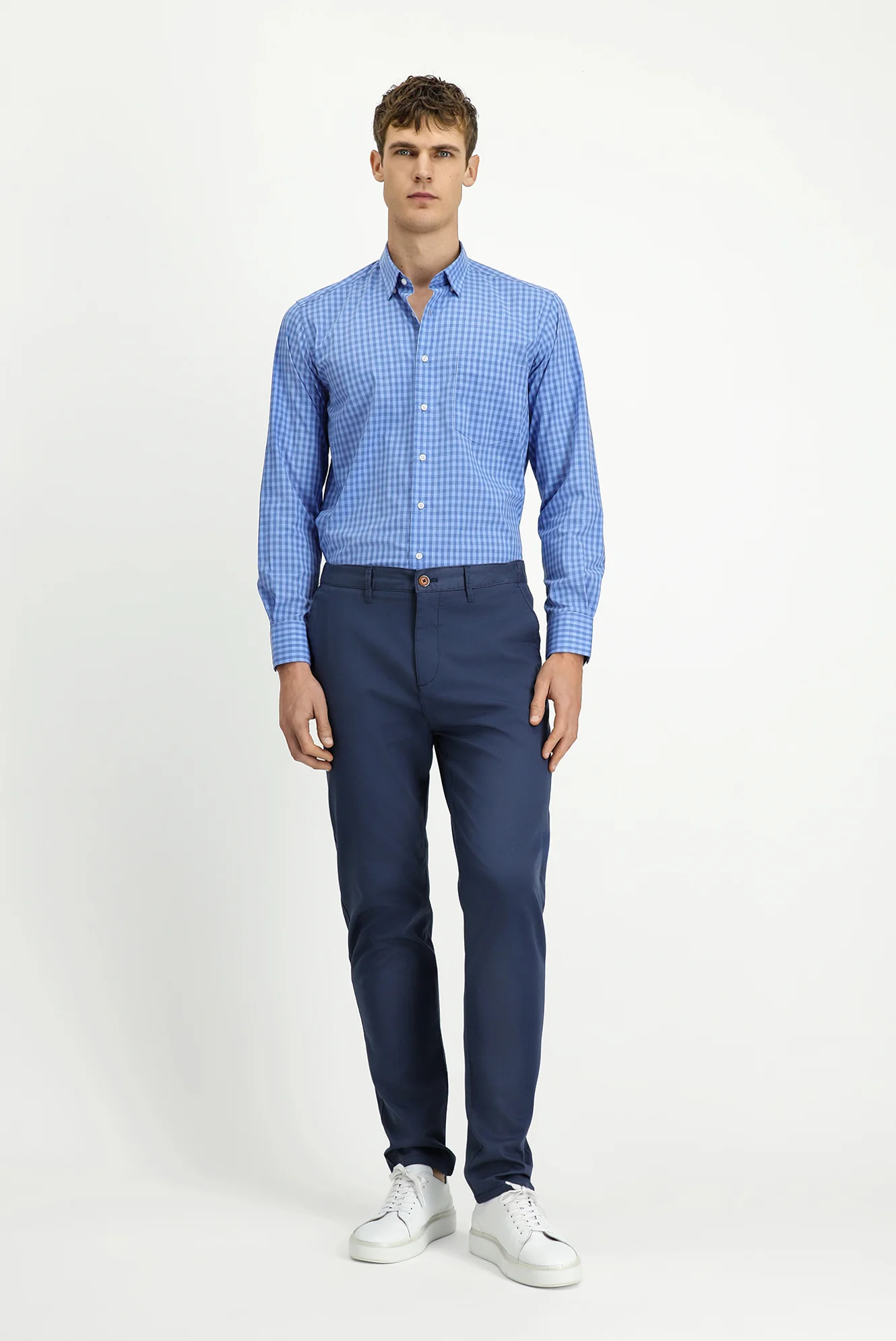 İndigo Slim Fit Dar Kesim Beli Lastikli Likralı Kanvas / Chino Pantolon