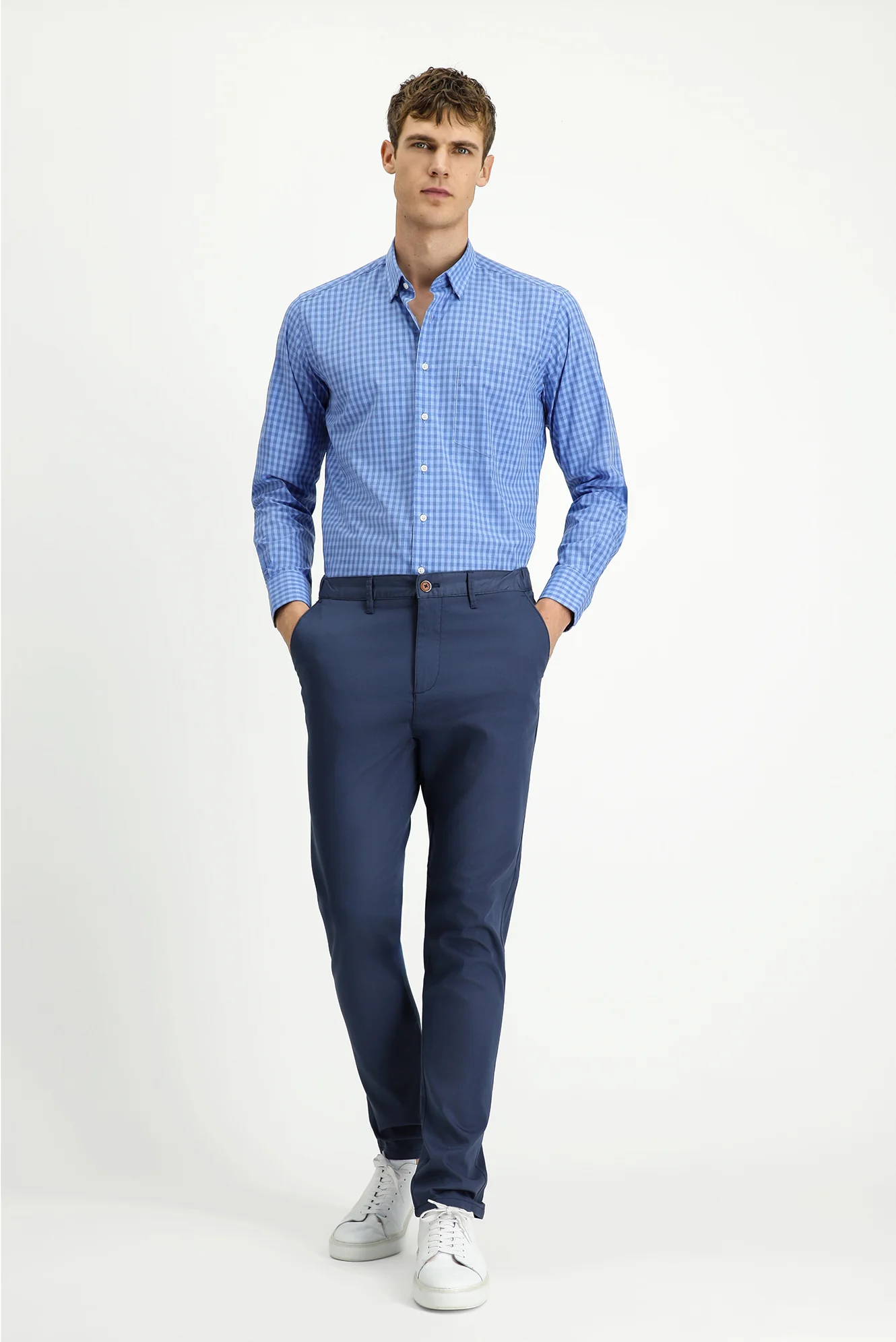 İndigo Slim Fit Dar Kesim Beli Lastikli Likralı Kanvas / Chino Pantolon - Image 3