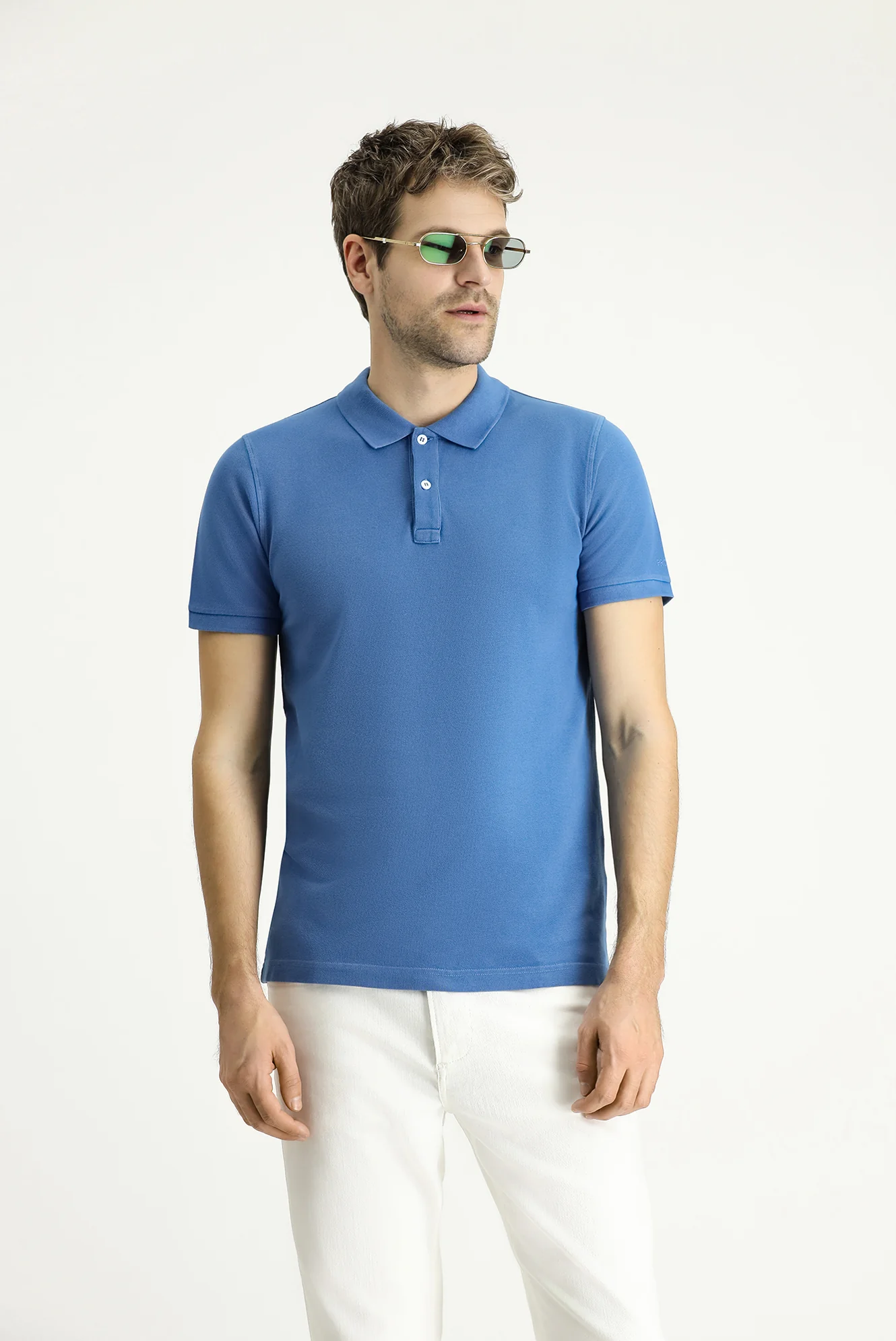 İndigo Slim Fit Dar Kesim Nakışlı Pamuk Polo Yaka Tişört - Image 3