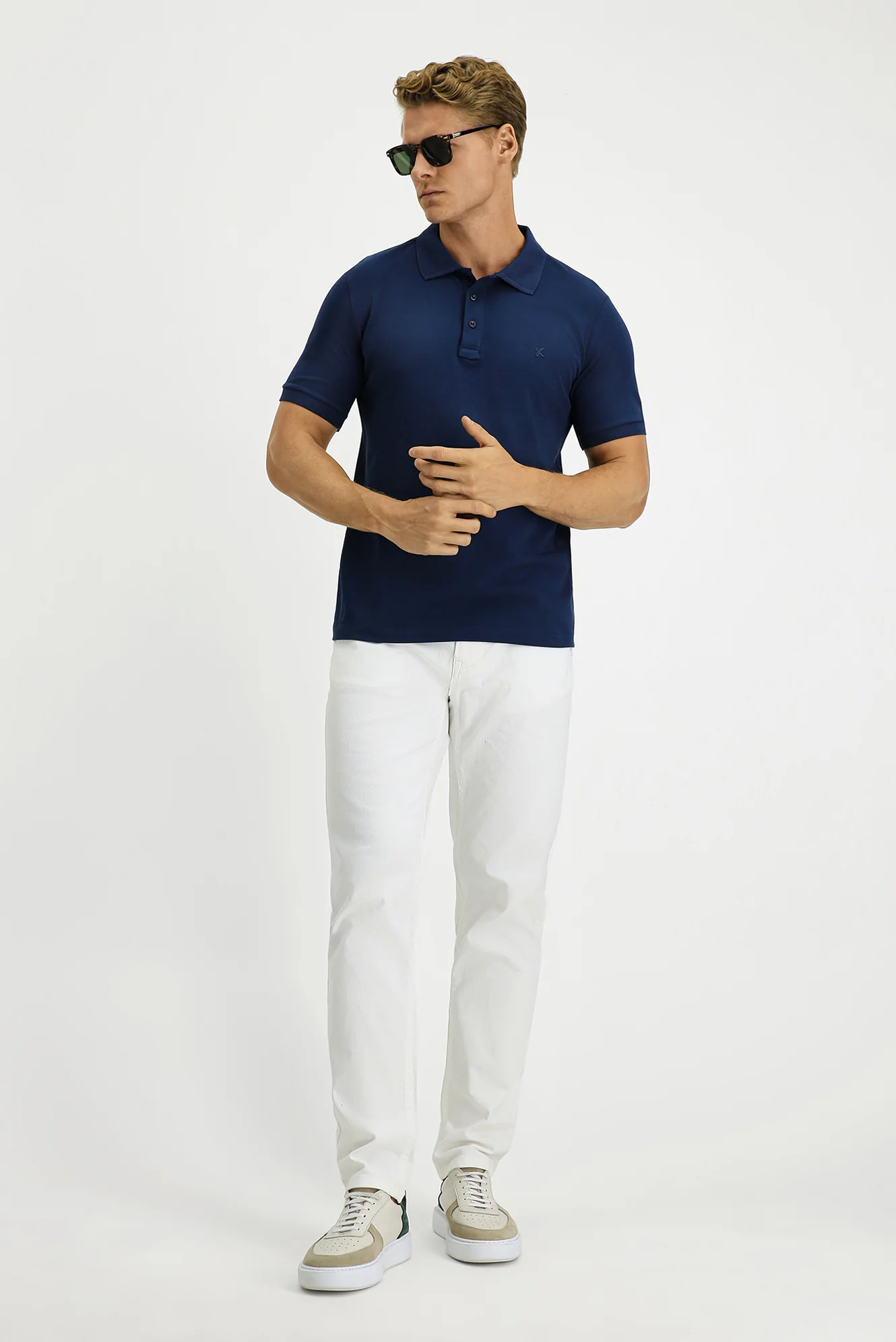 İndigo Slim Fit Dar Kesim Pamuk Kıvrılmaz Polo Yaka Tişört - Image 3