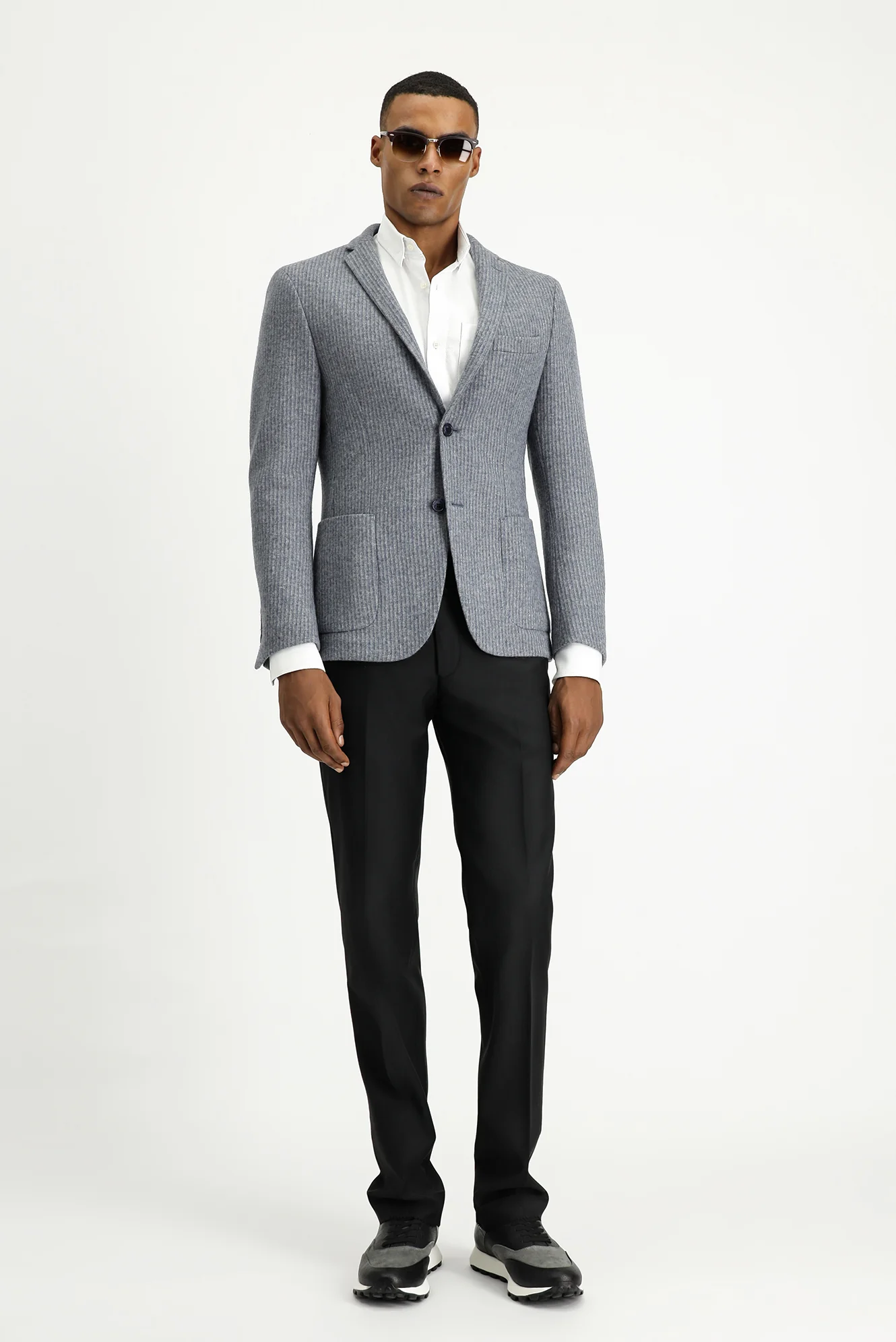 İndigo 7 Drop Super Slim Fit Eksra Dar Kesim Yünlü Çizgili Spor Örme Ceket - Image 2