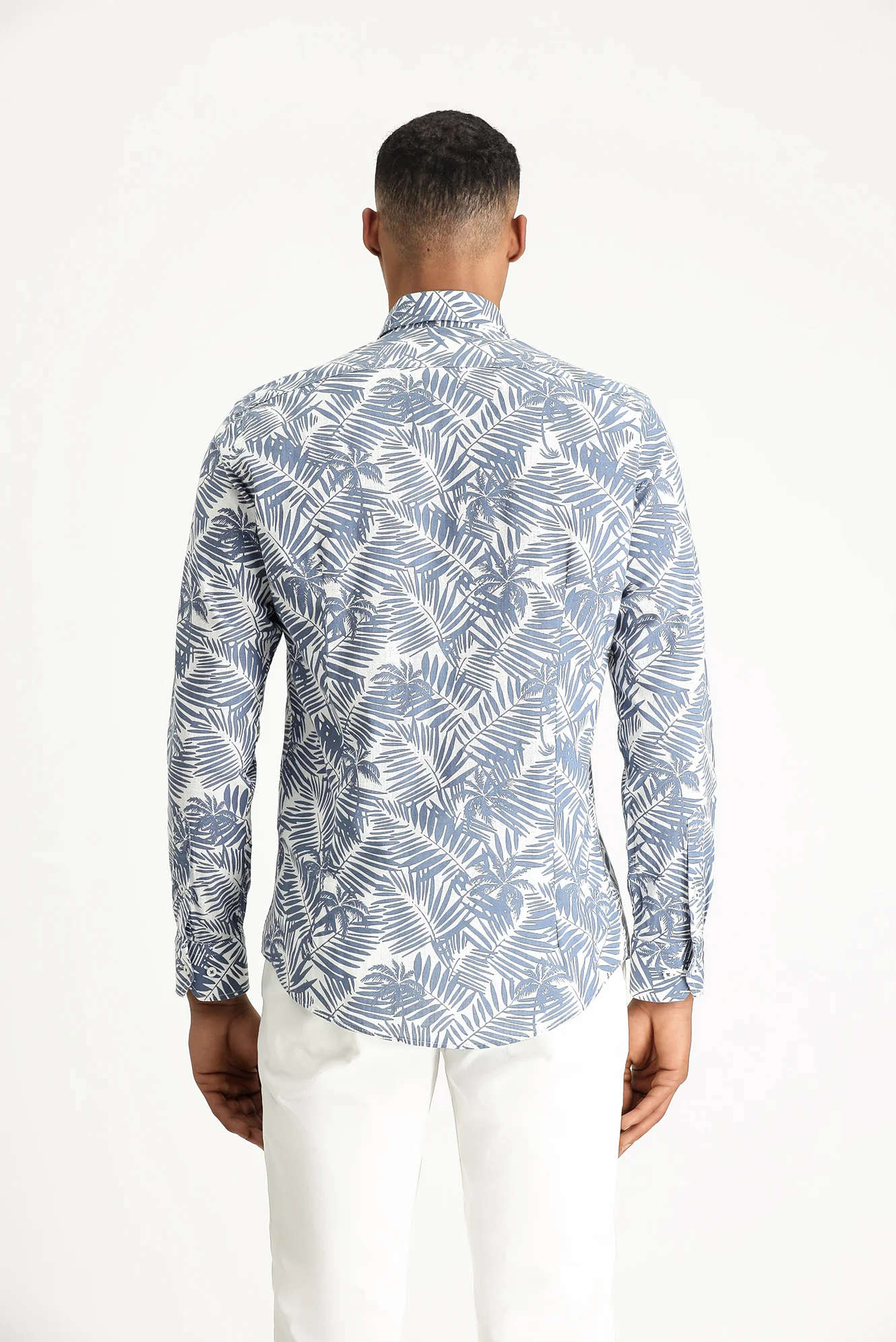 İndigo Uzun Kol Slim Fit Dar Kesim Baskılı Pamuk Gömlek - Image 5