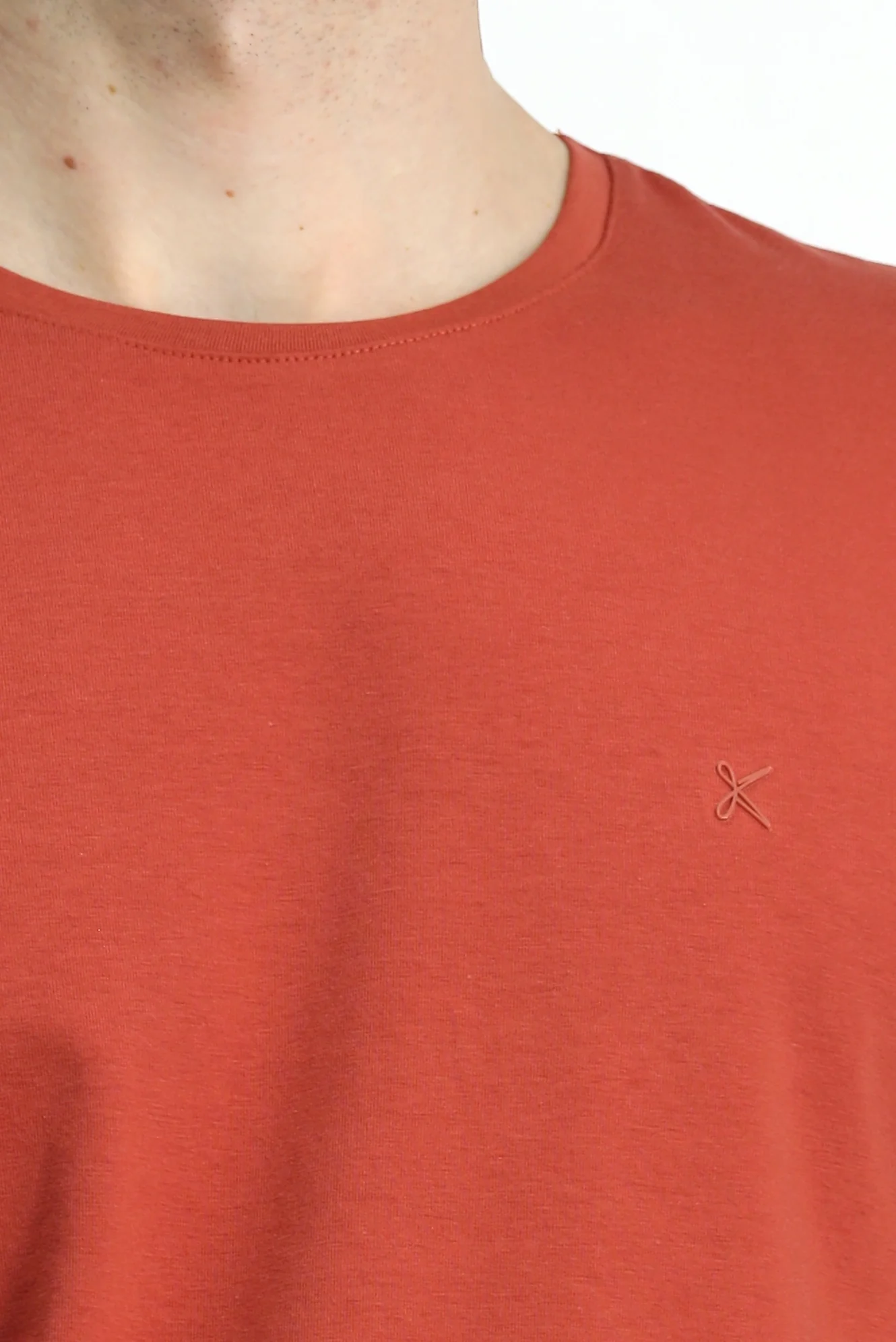 Turuncu Bisiklet Yaka Slim Fit Yumuşak Dokulu Pamuklu Likralı Esnek Tişört - Image 6