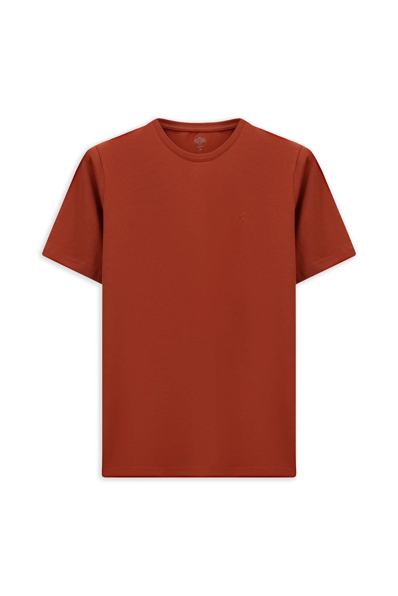 Turuncu Bisiklet Yaka Slim Fit Yumuşak Dokulu Pamuklu Likralı Esnek Tişört - Image 8