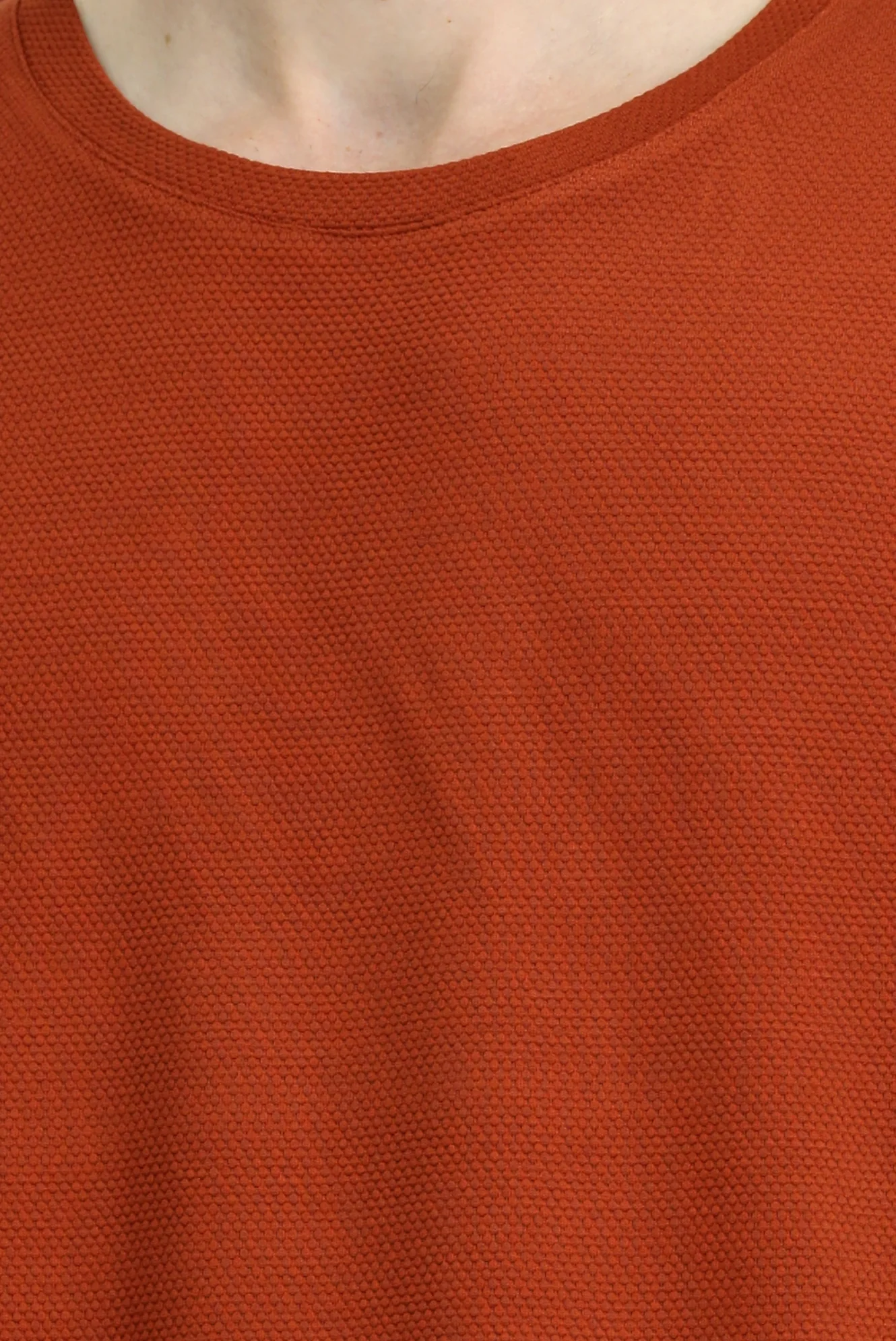 Kiremit Bisiklet Yaka Oversize Desenli Modal Karışımlı Tişört - Image 5